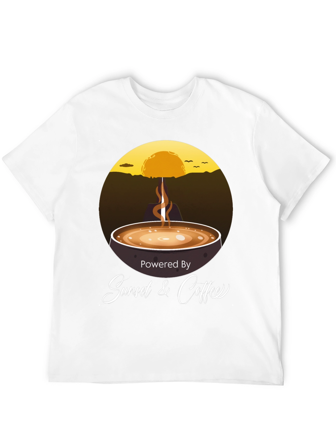 Sunset & Coffee Graphic Tee - Relaxed Fit