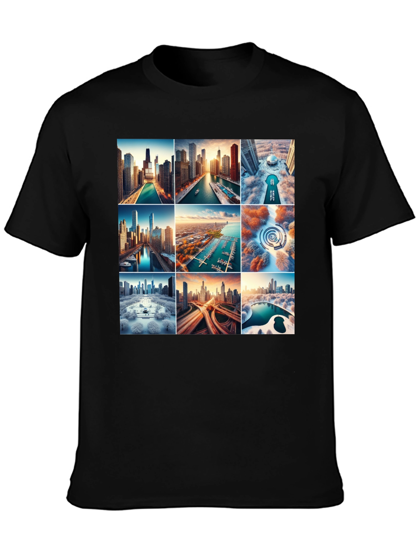 Cityscape Collage Graphic T-Shirt