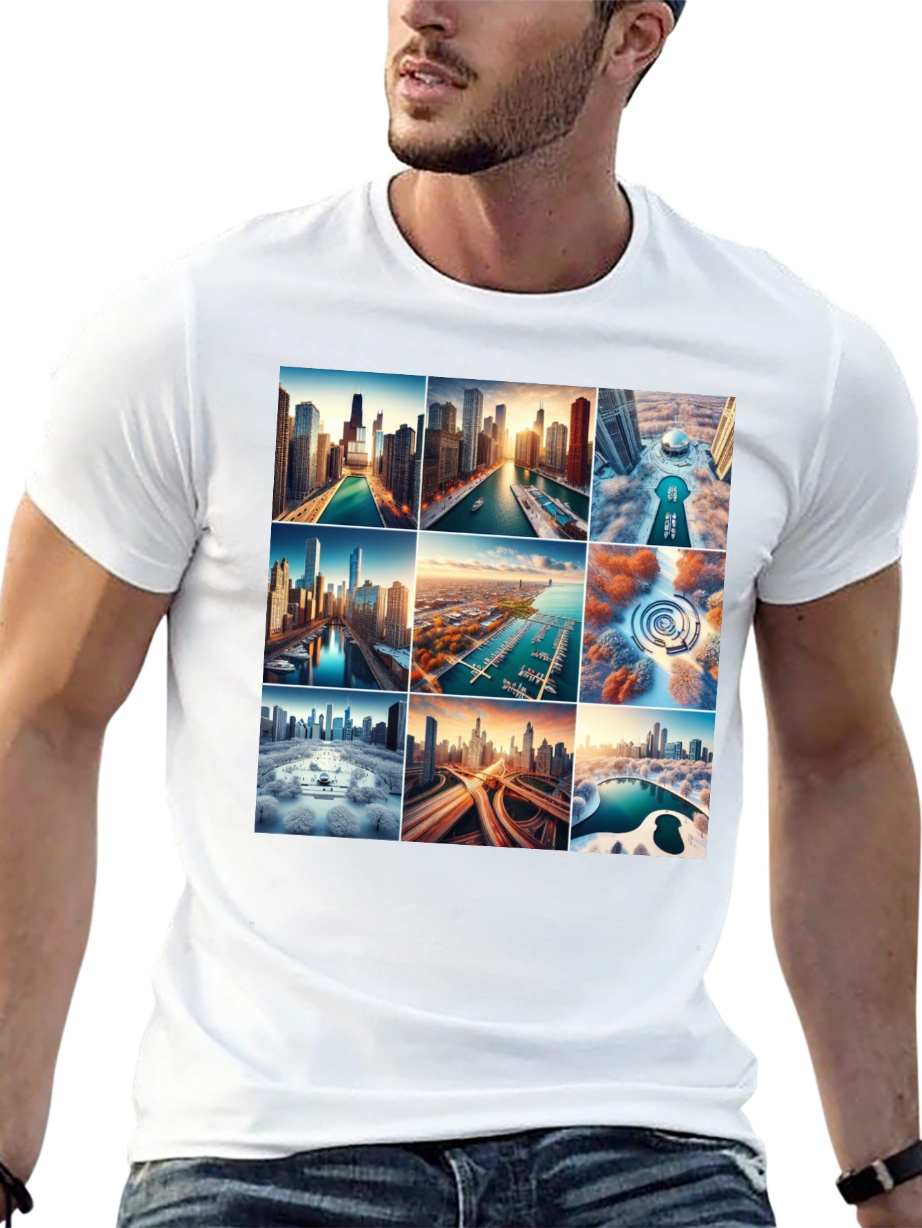 Cityscape Collage Graphic T-Shirt