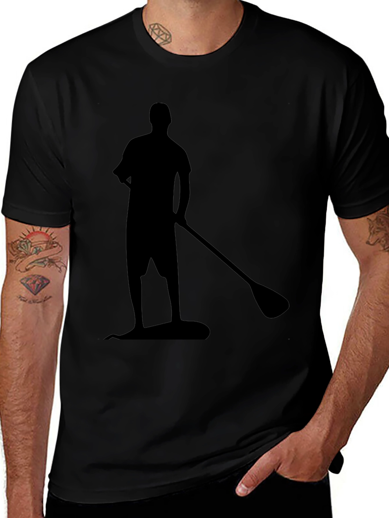 Paddleboard Silhouette Black T-Shirt