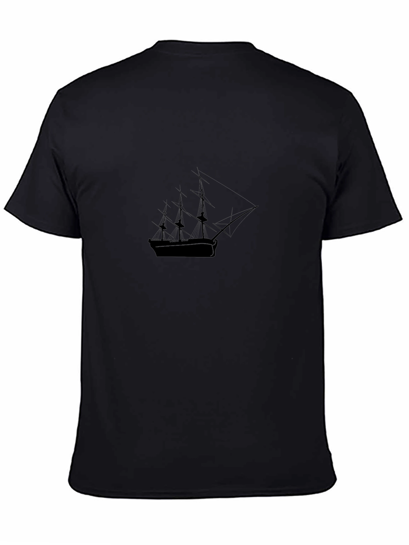Mens Black T-Shirt - Sailing Ship Graphic Tee