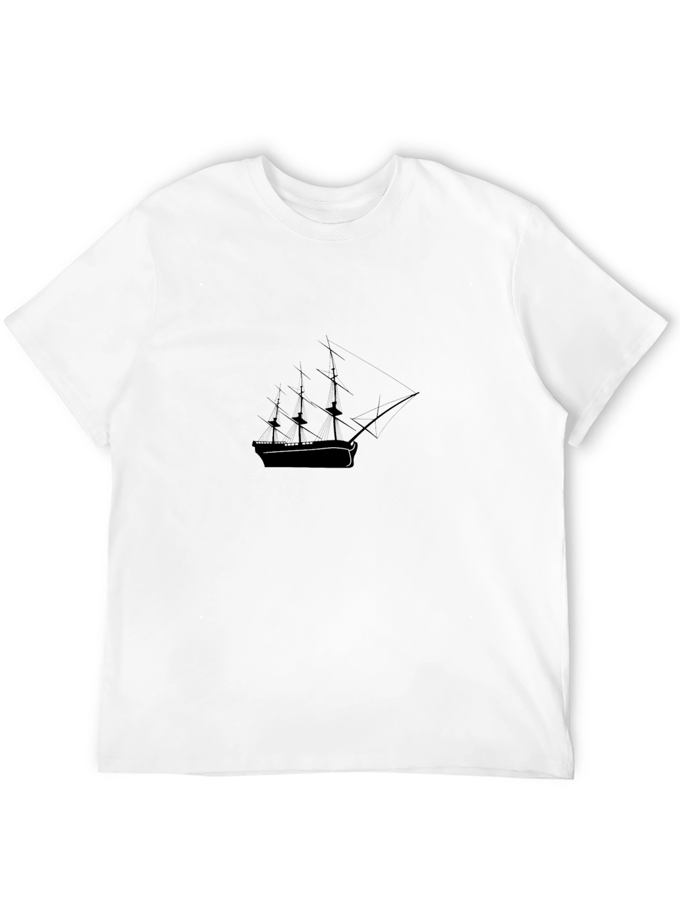 Mens Black T-Shirt - Sailing Ship Graphic Tee