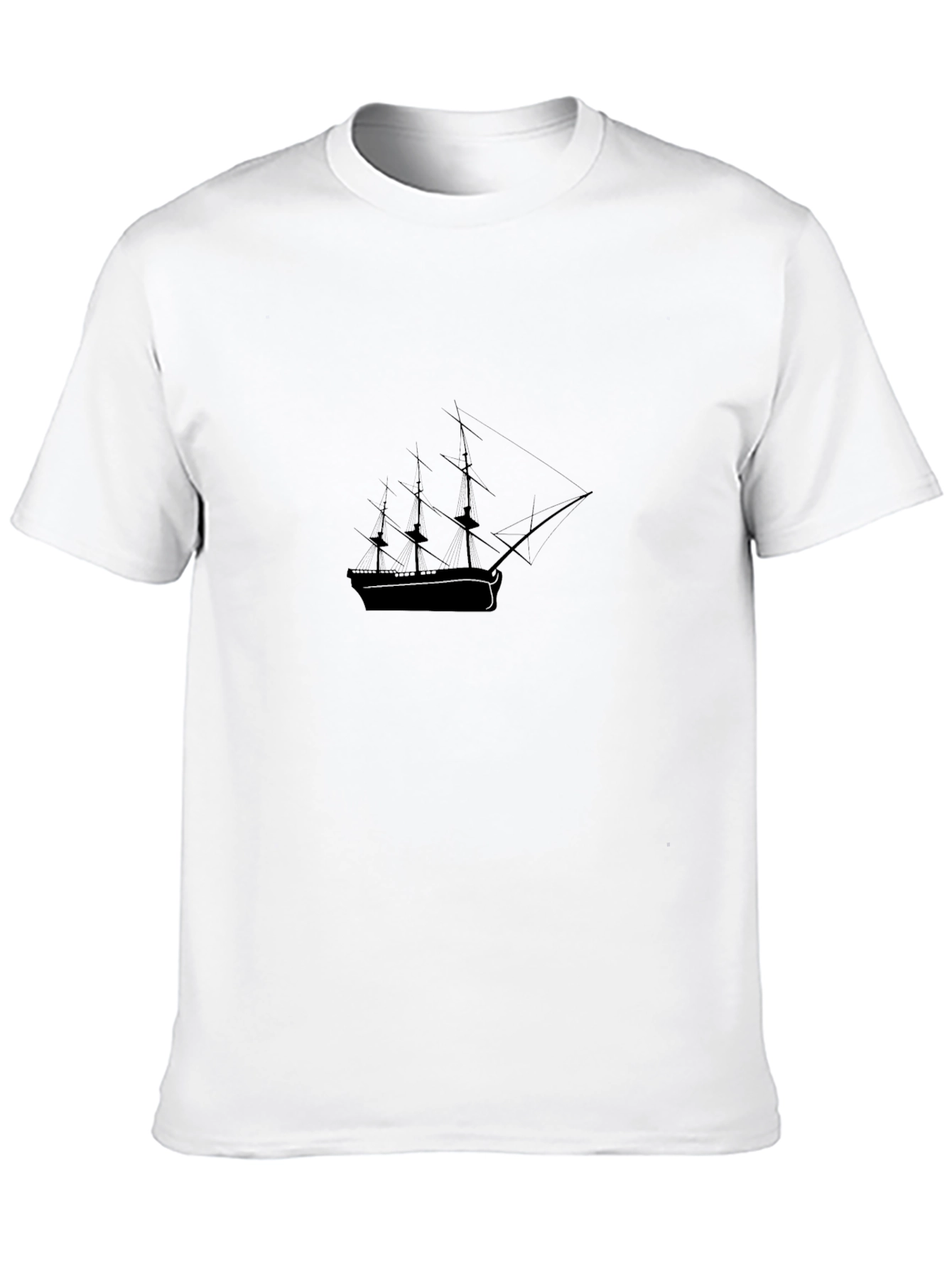 Mens Black T-Shirt - Sailing Ship Graphic Tee
