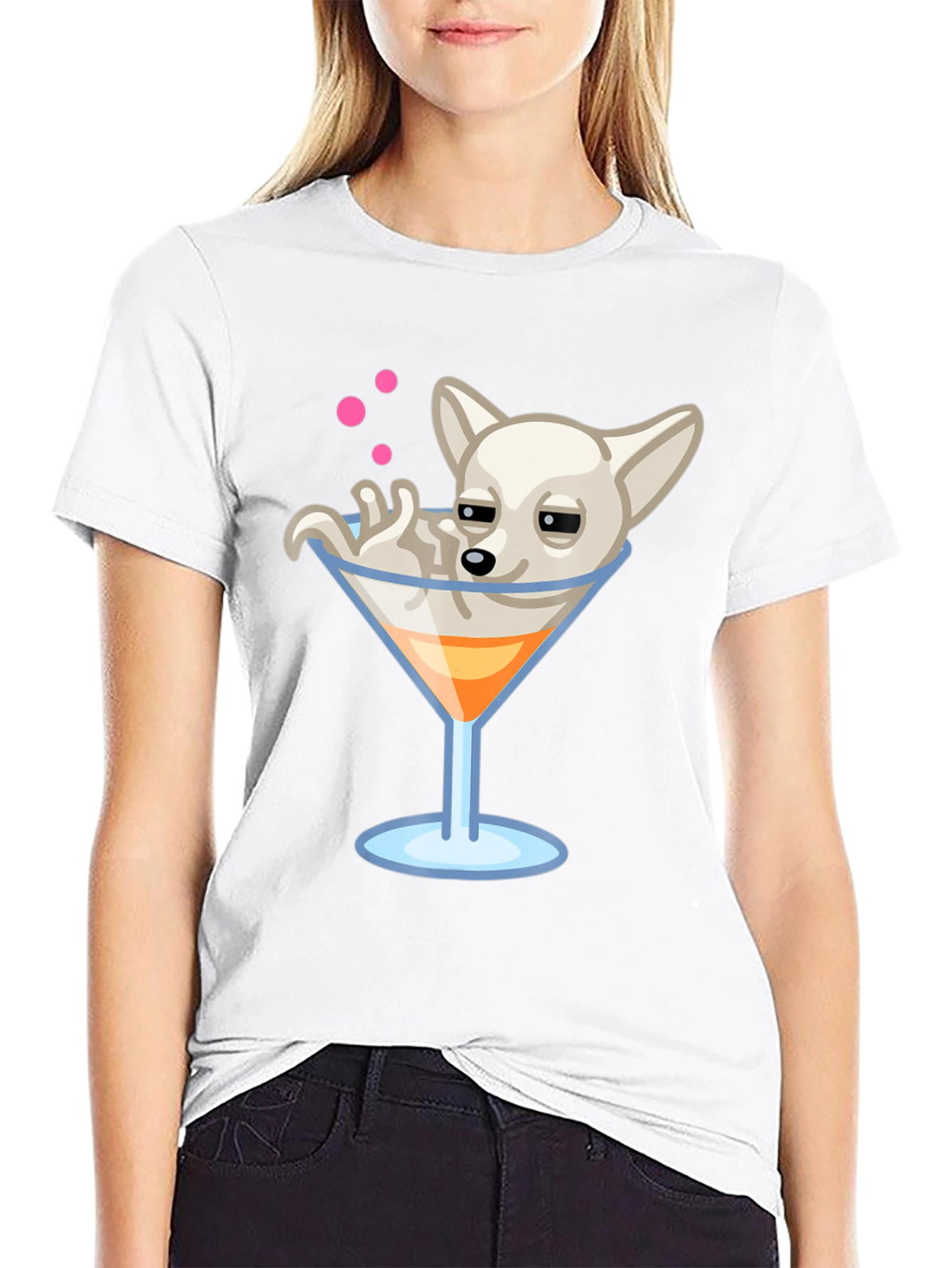 Dog in Martini Glass Graphic Tee