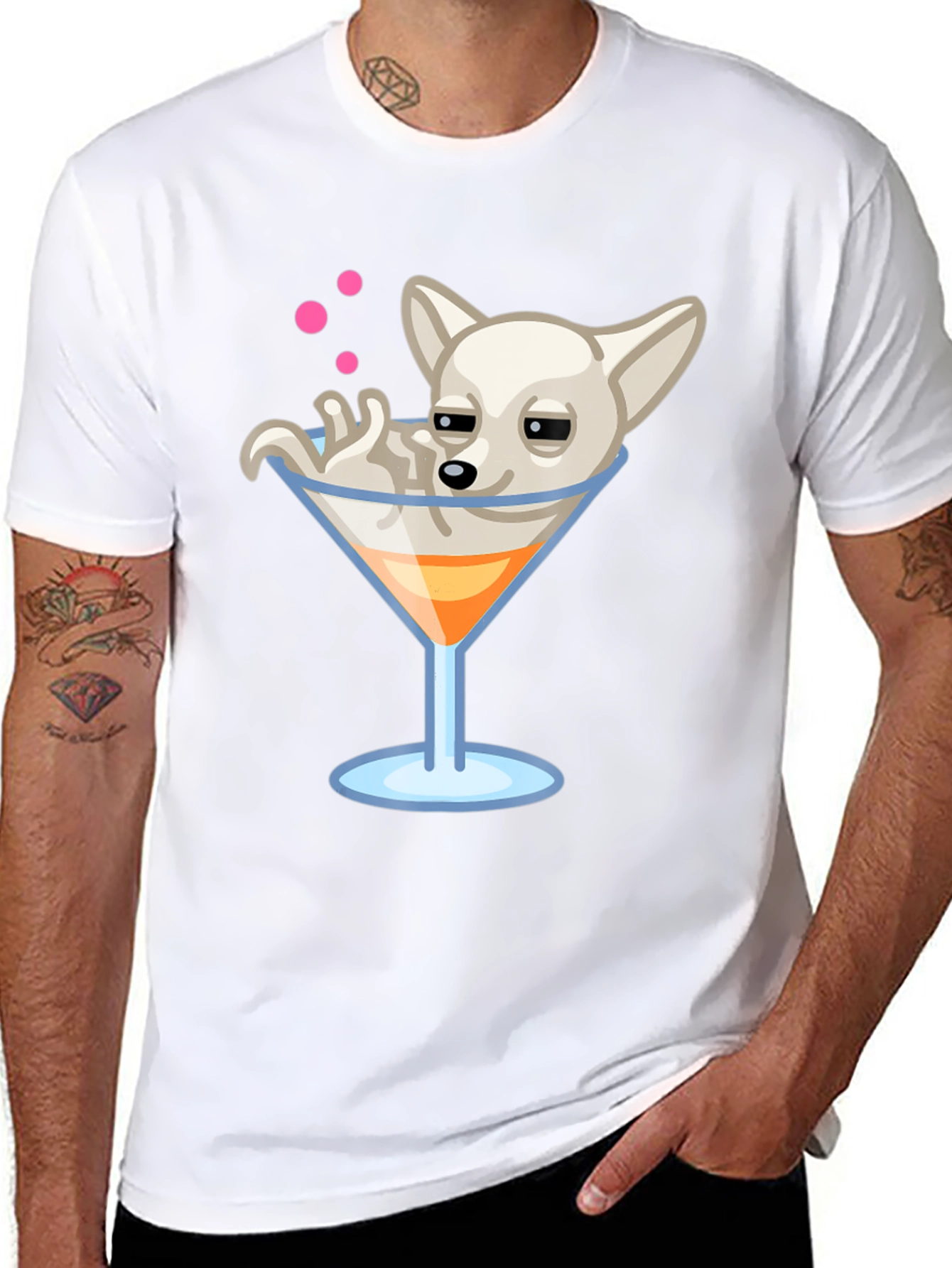 Dog in Martini Glass Graphic Tee