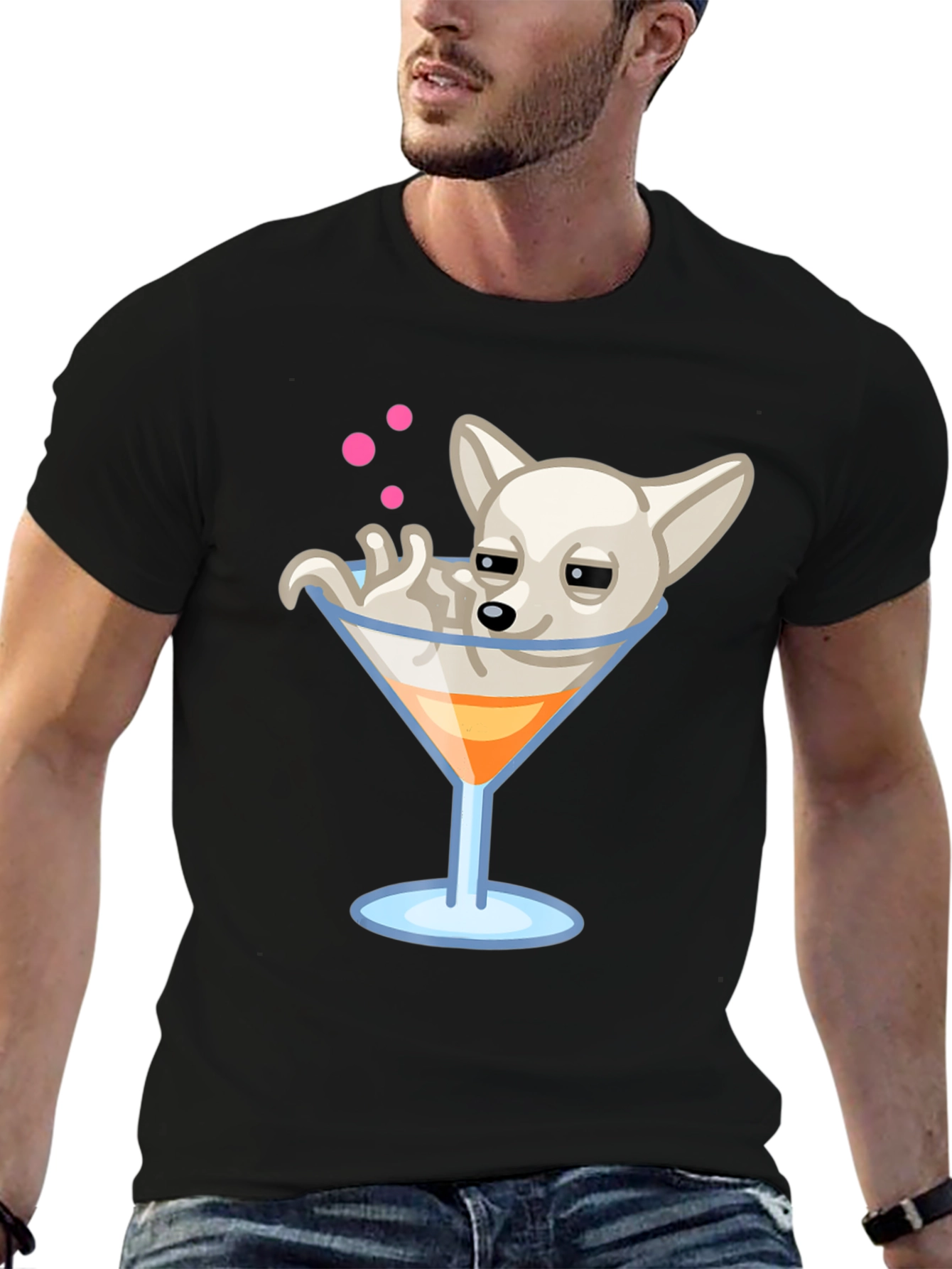 Dog in Martini Glass Graphic Tee
