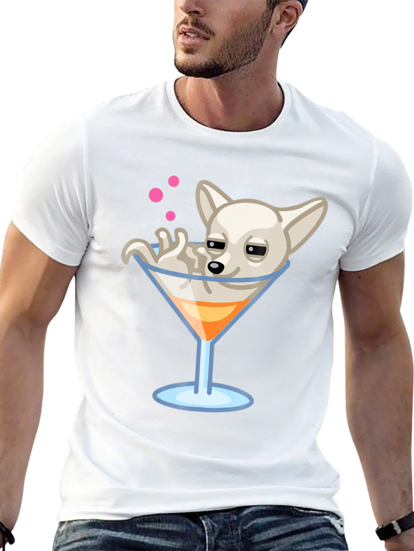 Dog in Martini Glass Graphic Tee