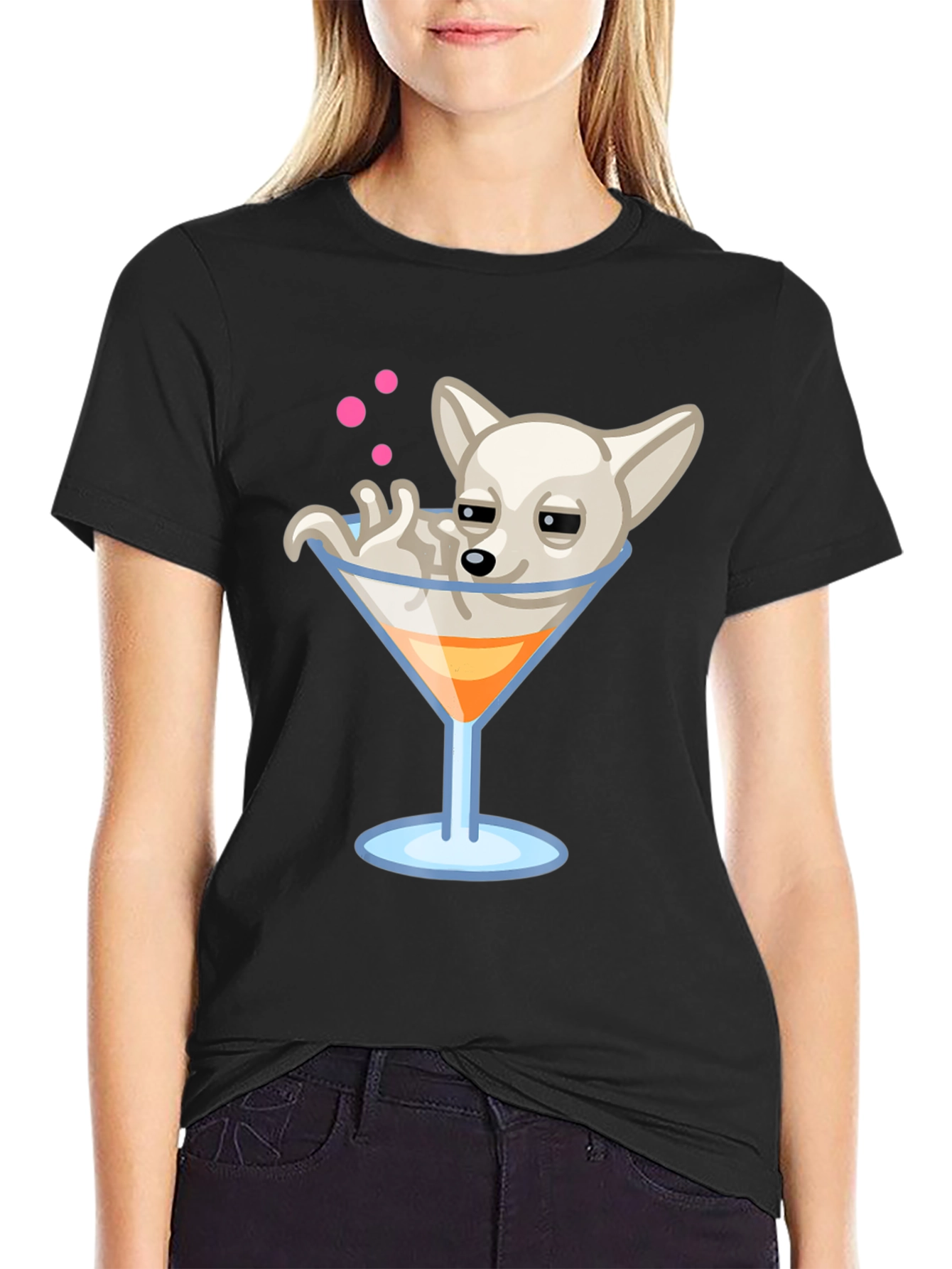 Dog in Martini Glass Graphic Tee