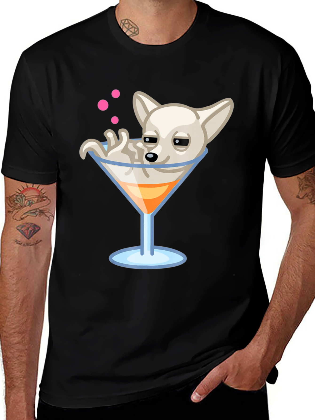 Dog in Martini Glass Graphic Tee