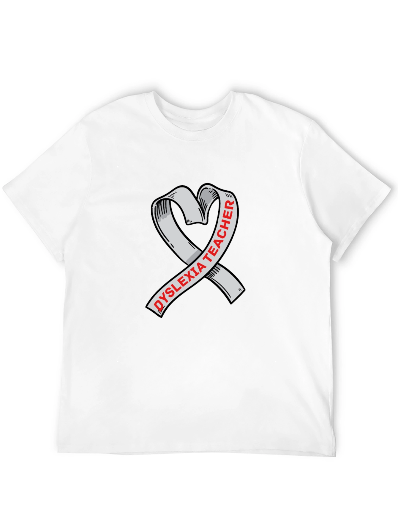 Dyslexia Teacher Ribbon Heart Graphic Tee