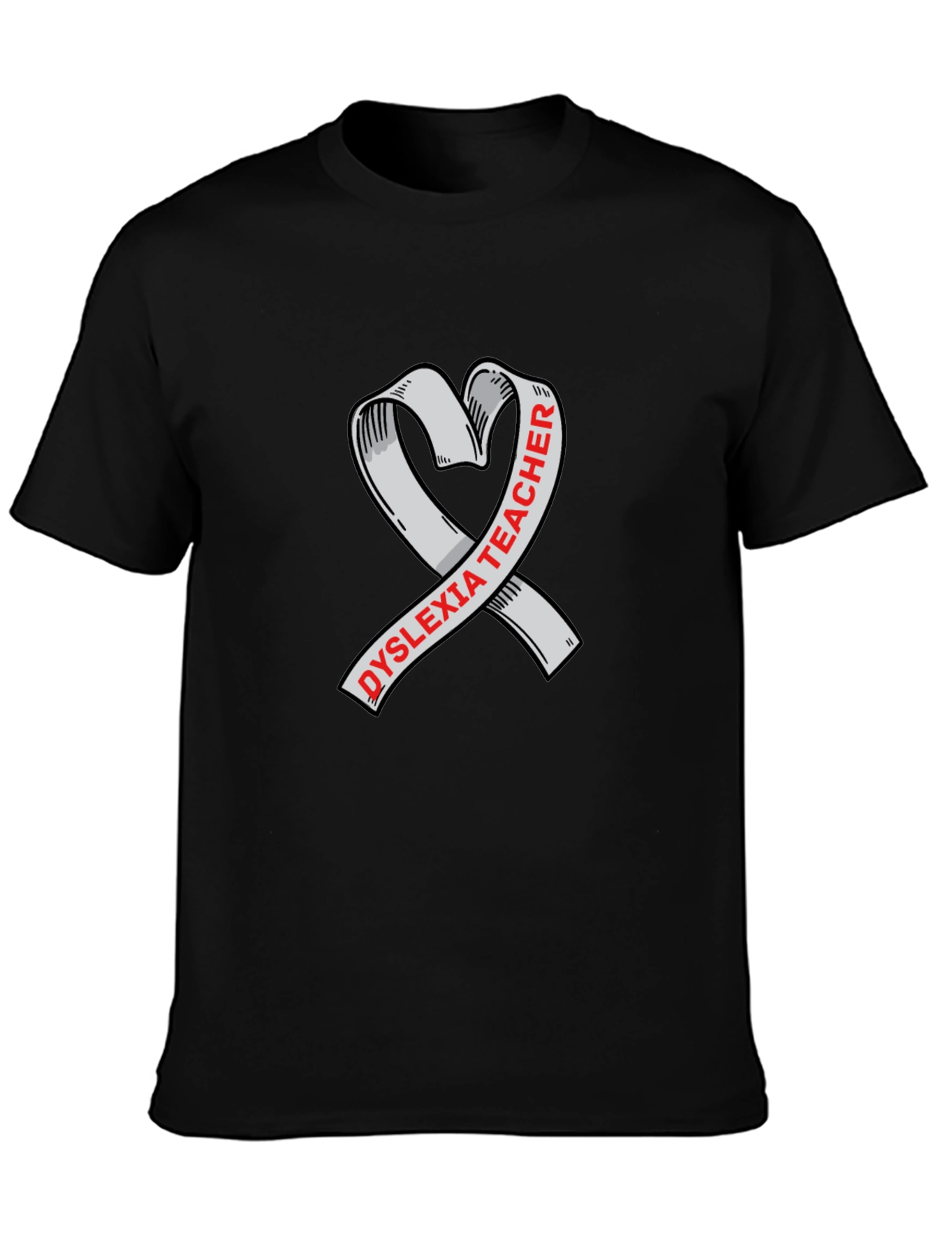 Dyslexia Teacher Ribbon Heart Graphic Tee