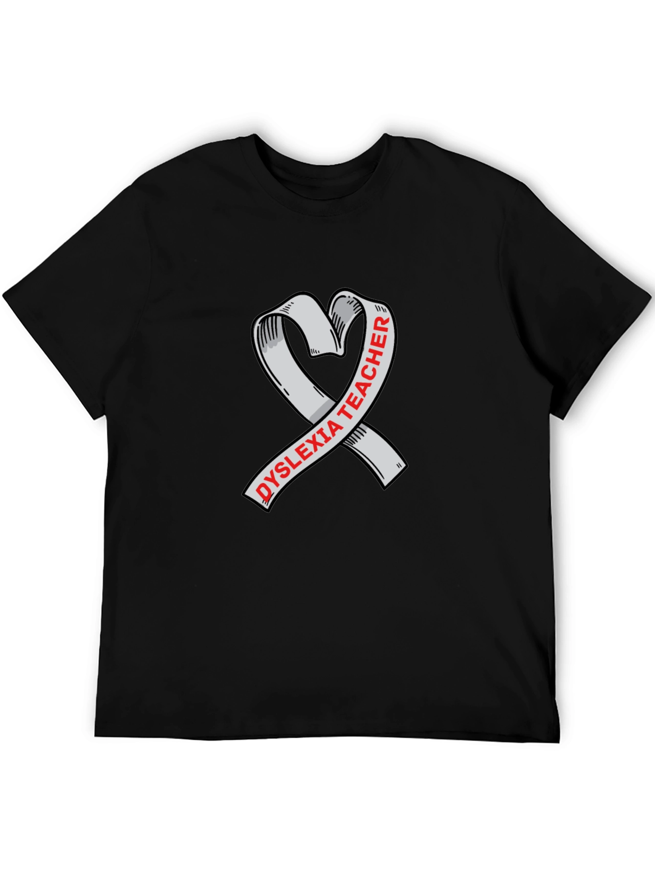 Dyslexia Teacher Ribbon Heart Graphic Tee