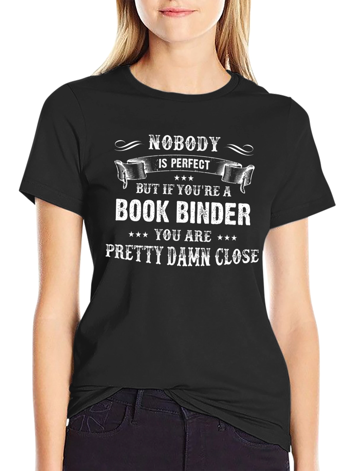 Book Binder T-Shirt - Nobodys Perfect Funny Tee