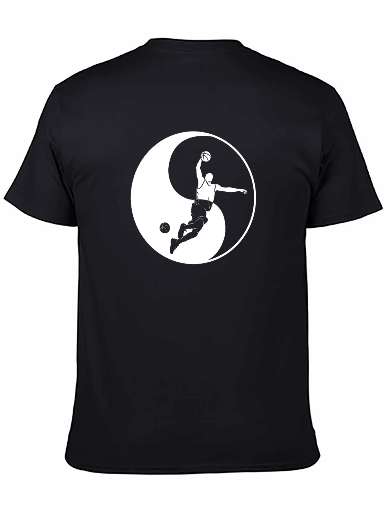 Yin Yang Basketball T-Shirt - Black Cotton Tee