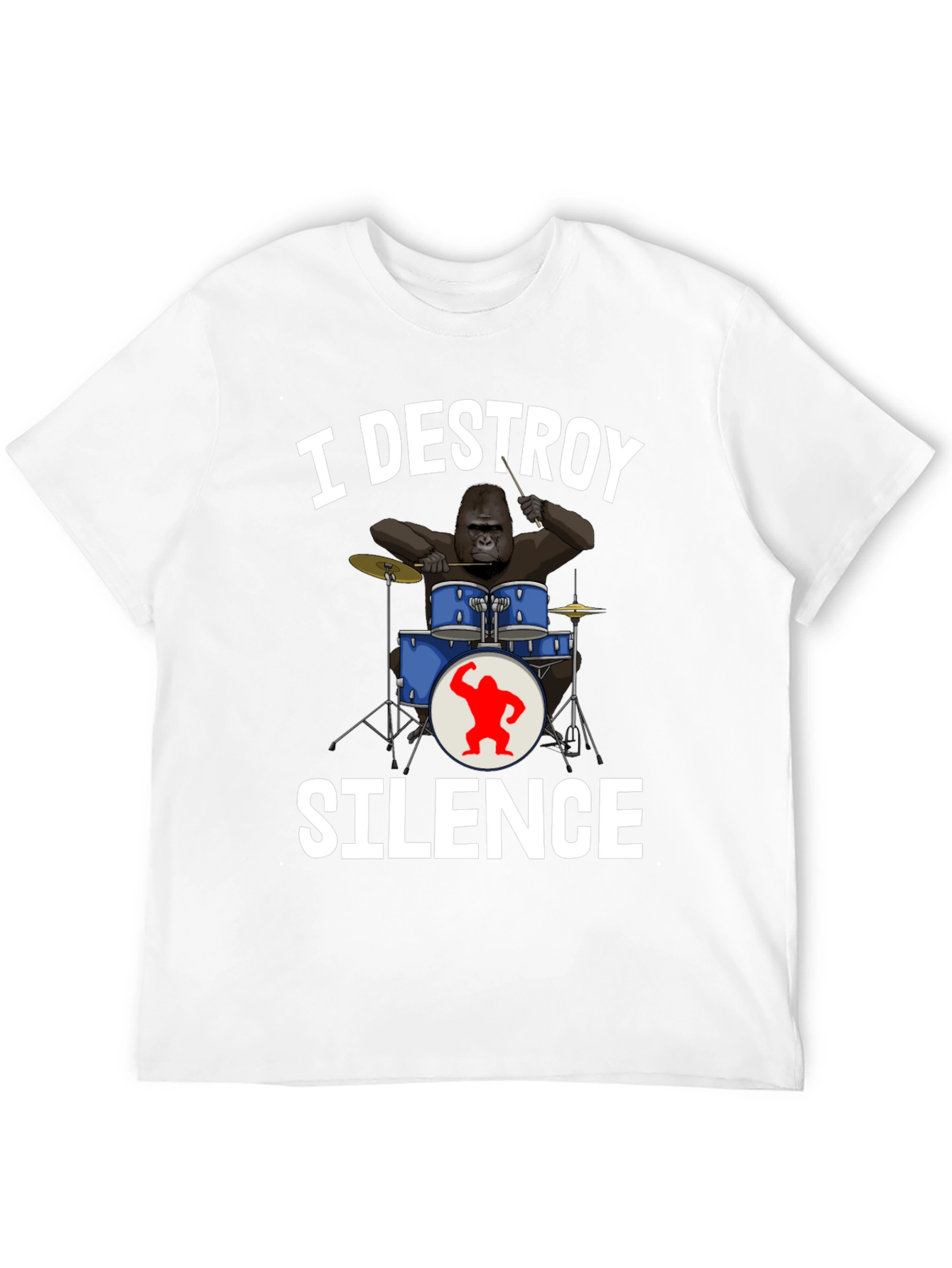I Destroy Silence Gorilla Drummer T-Shirt