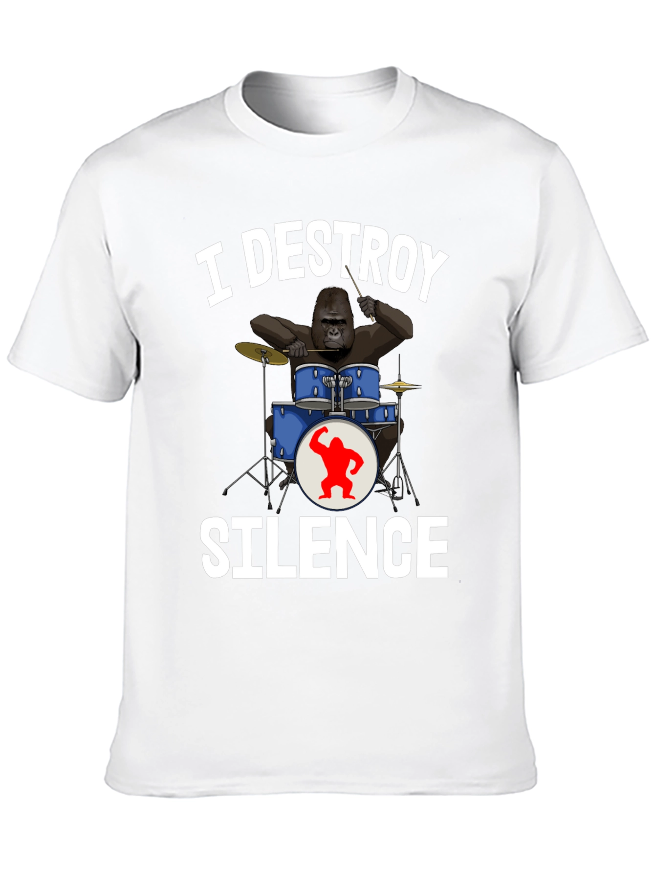I Destroy Silence Gorilla Drummer T-Shirt