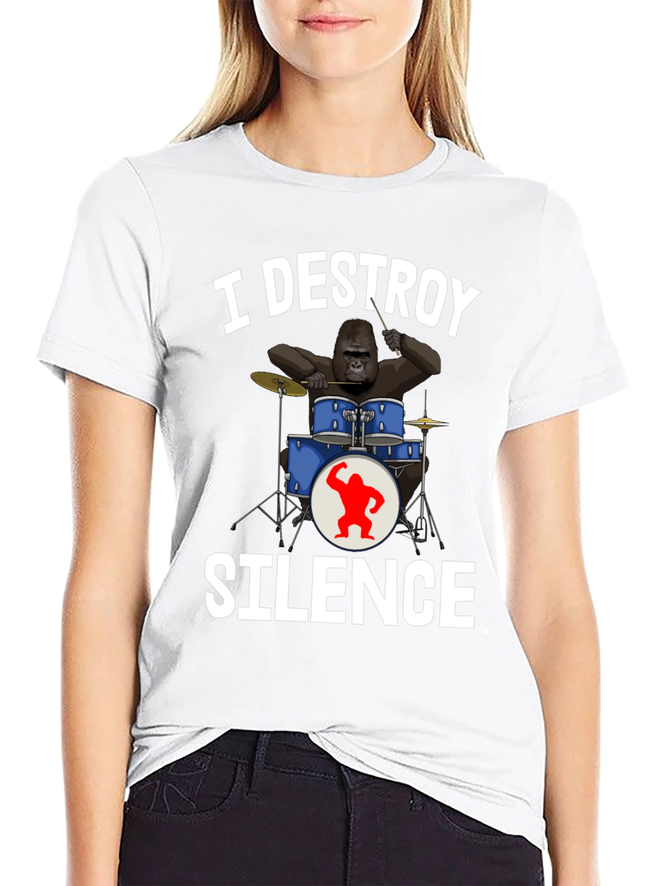 I Destroy Silence Gorilla Drummer T-Shirt