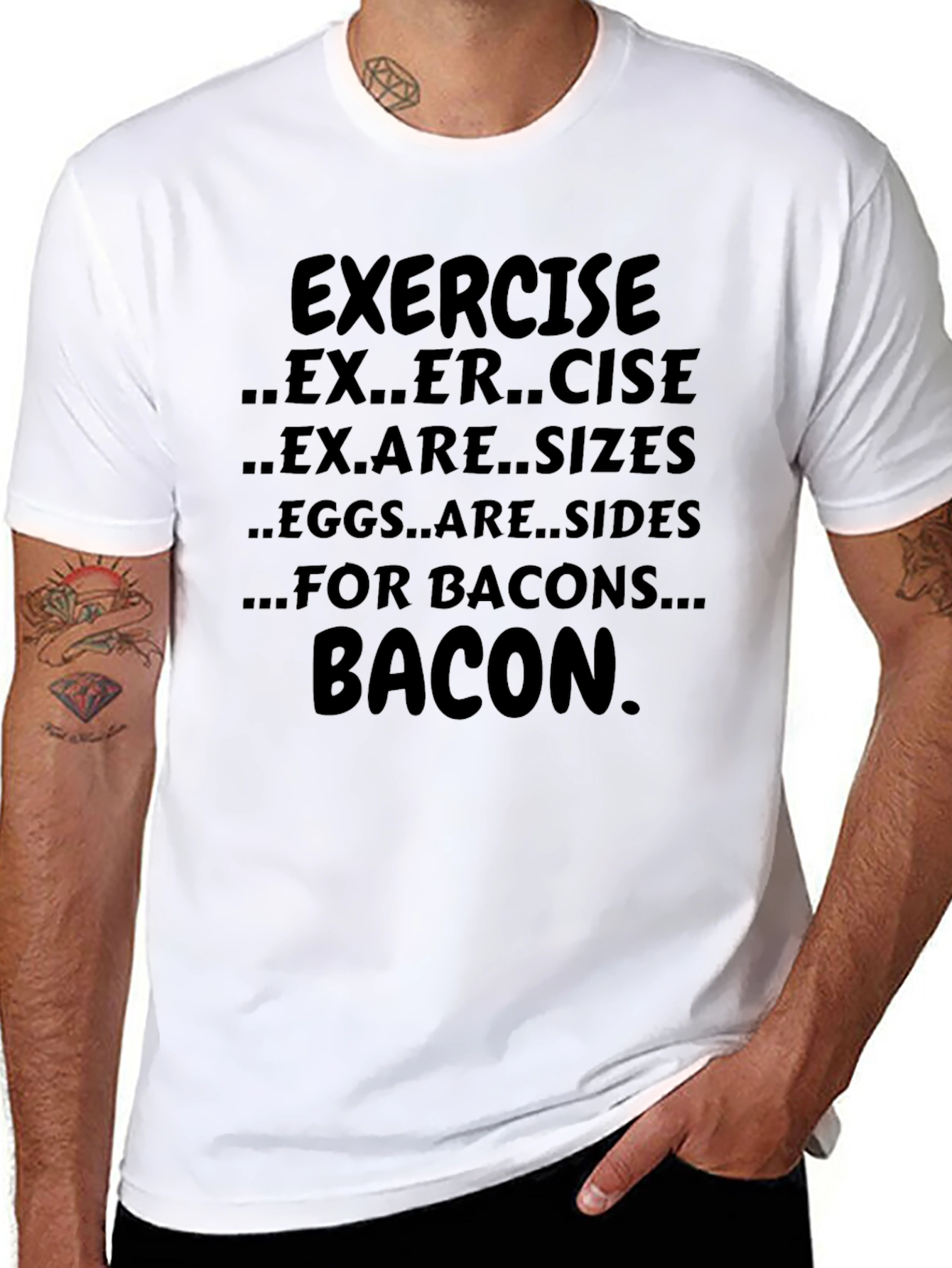 Exercise Bacon T-Shirt Funny Foodie Tee