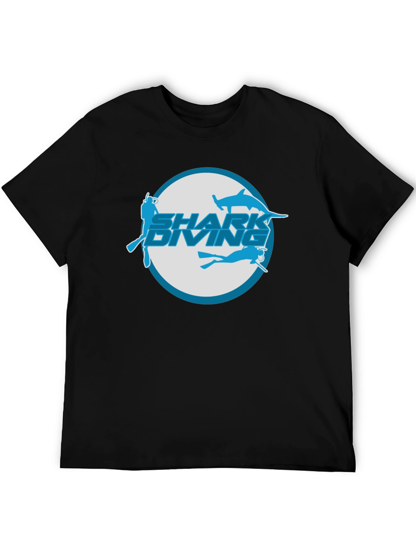 Shark Diving Graphic T-Shirt - Black