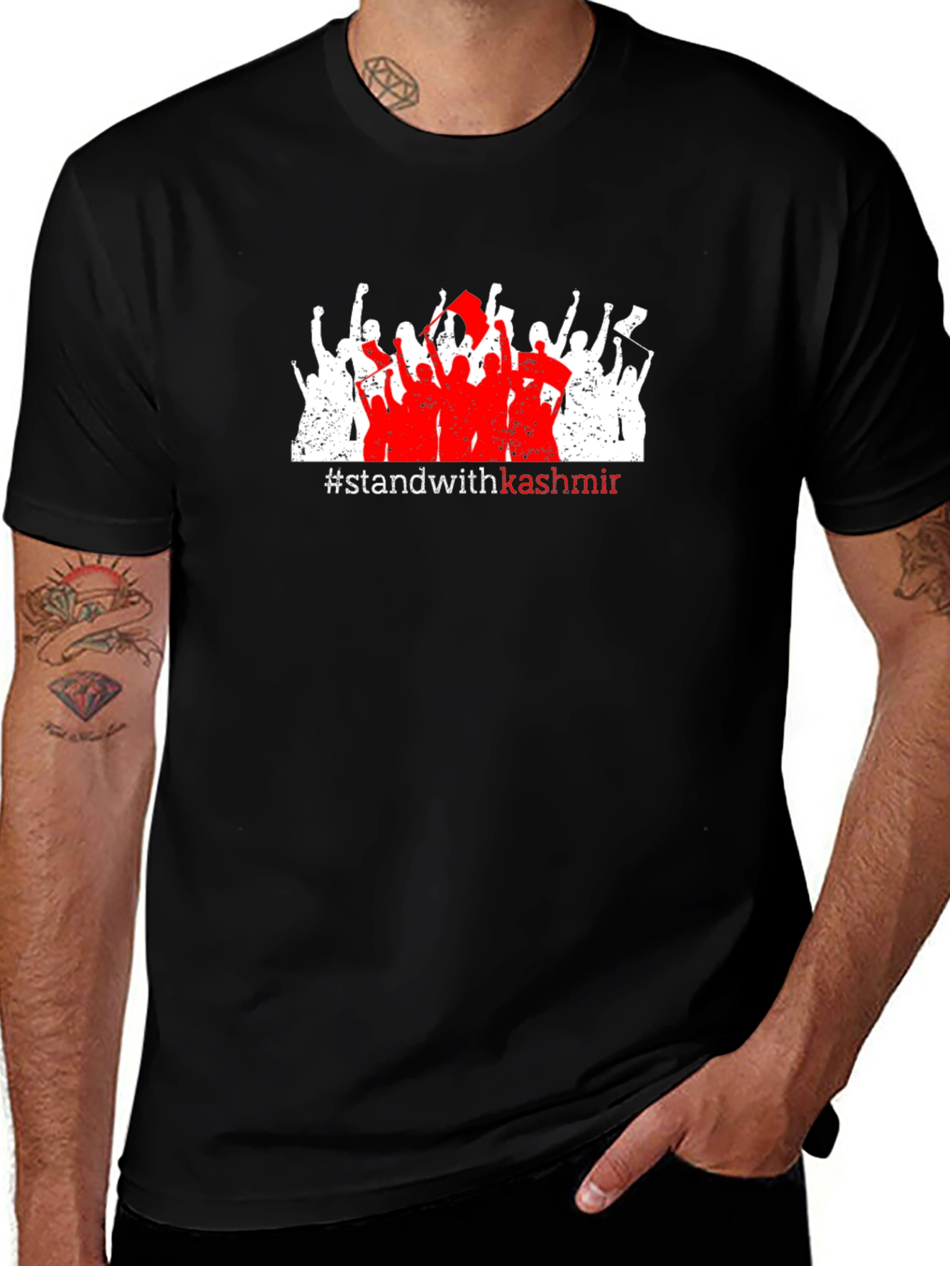 Stand with Kashmir Graphic Tee - Black