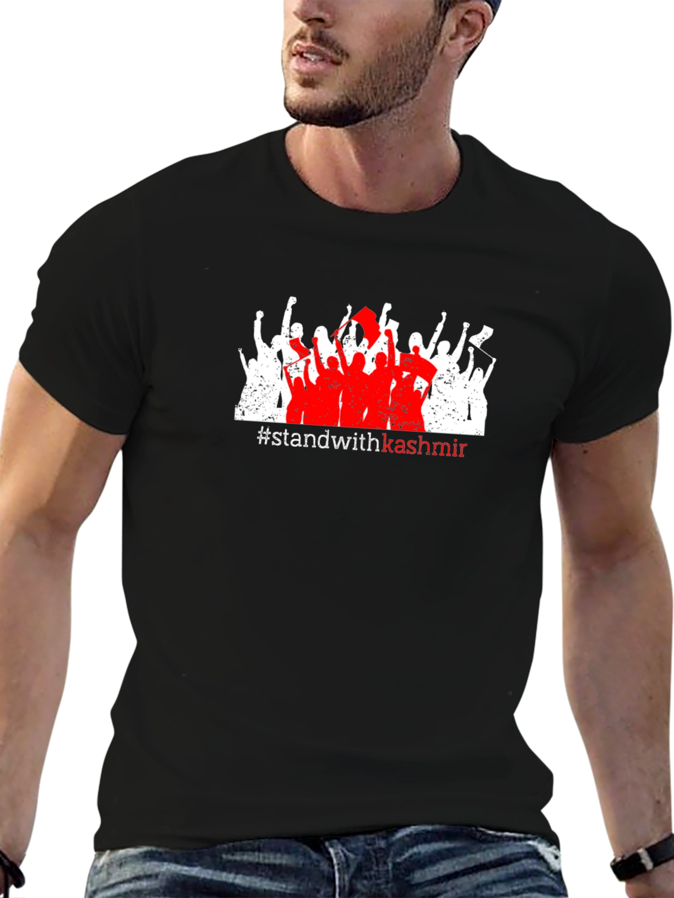 Stand with Kashmir Graphic Tee - Black
