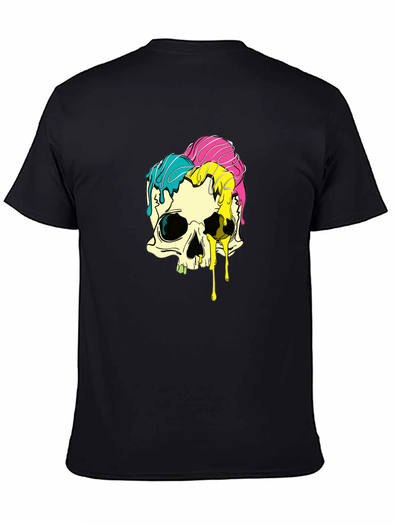 Melting Skull Graphic Tee - Black Cotton T-Shirt