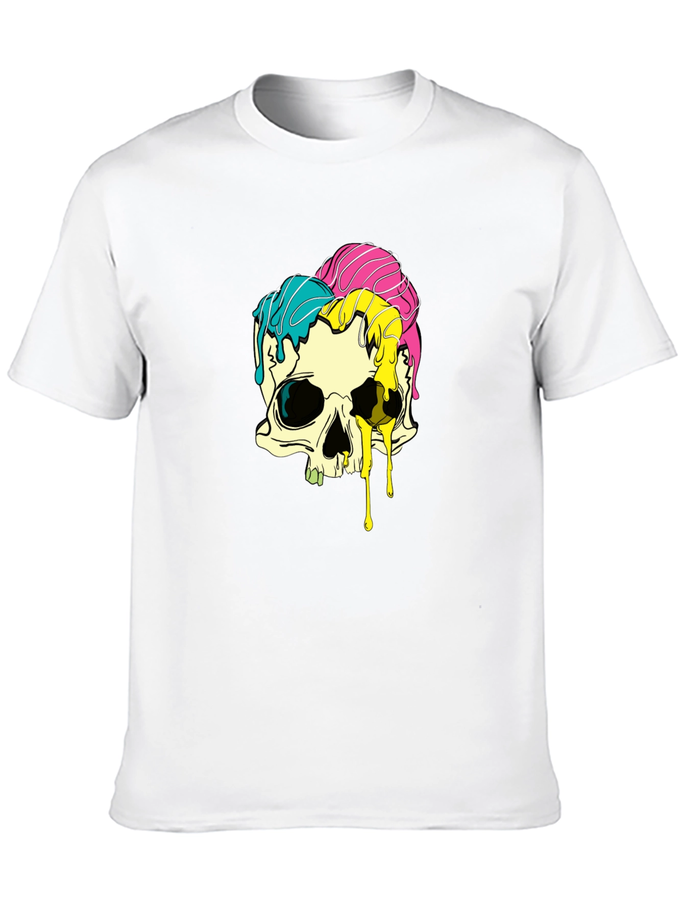 Melting Skull Graphic Tee - Black Cotton T-Shirt