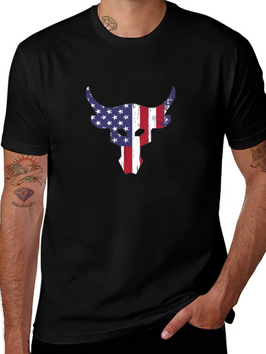 American Flag Bull Graphic T-Shirt