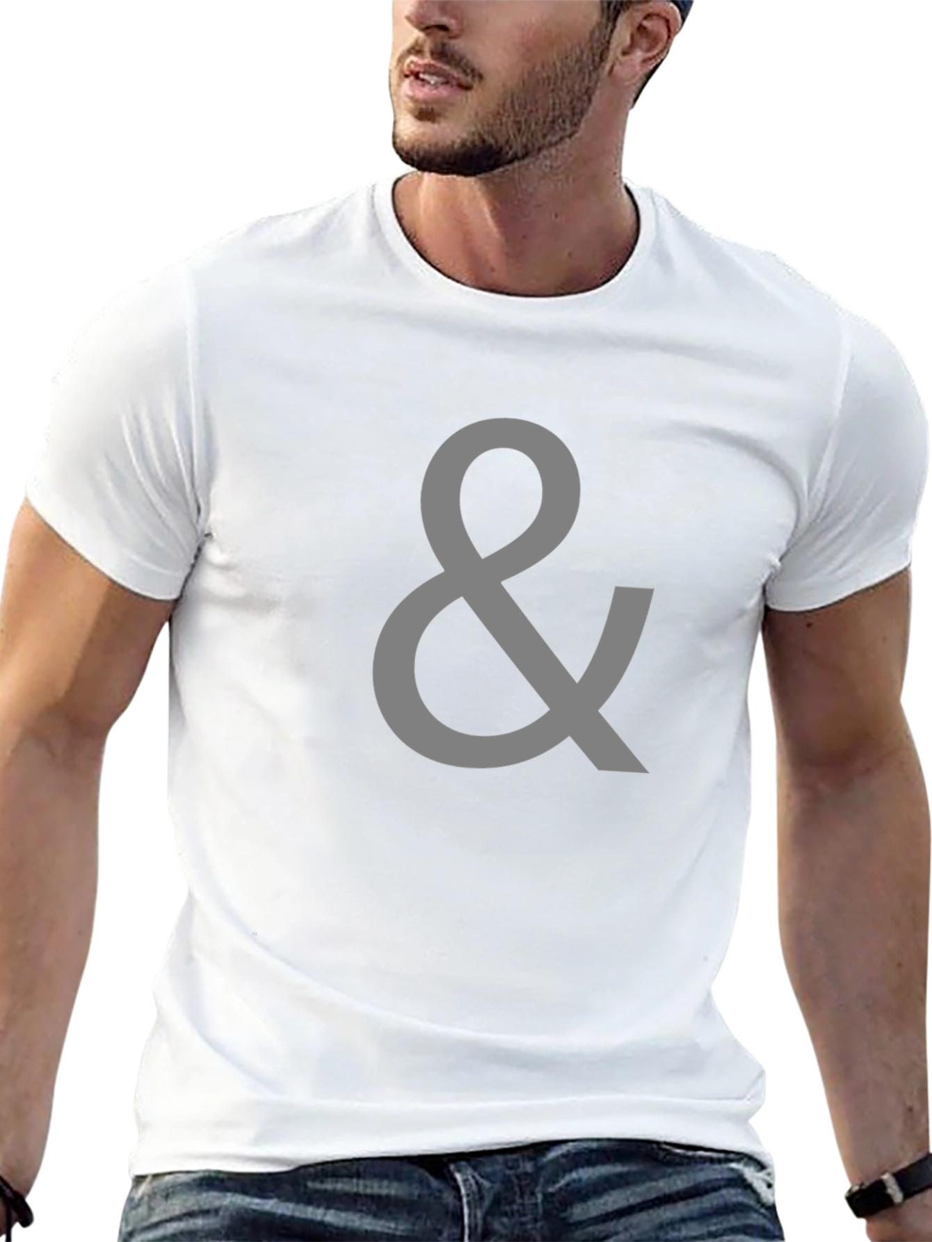 Stylish Ampersand Graphic Tee - Black Cotton