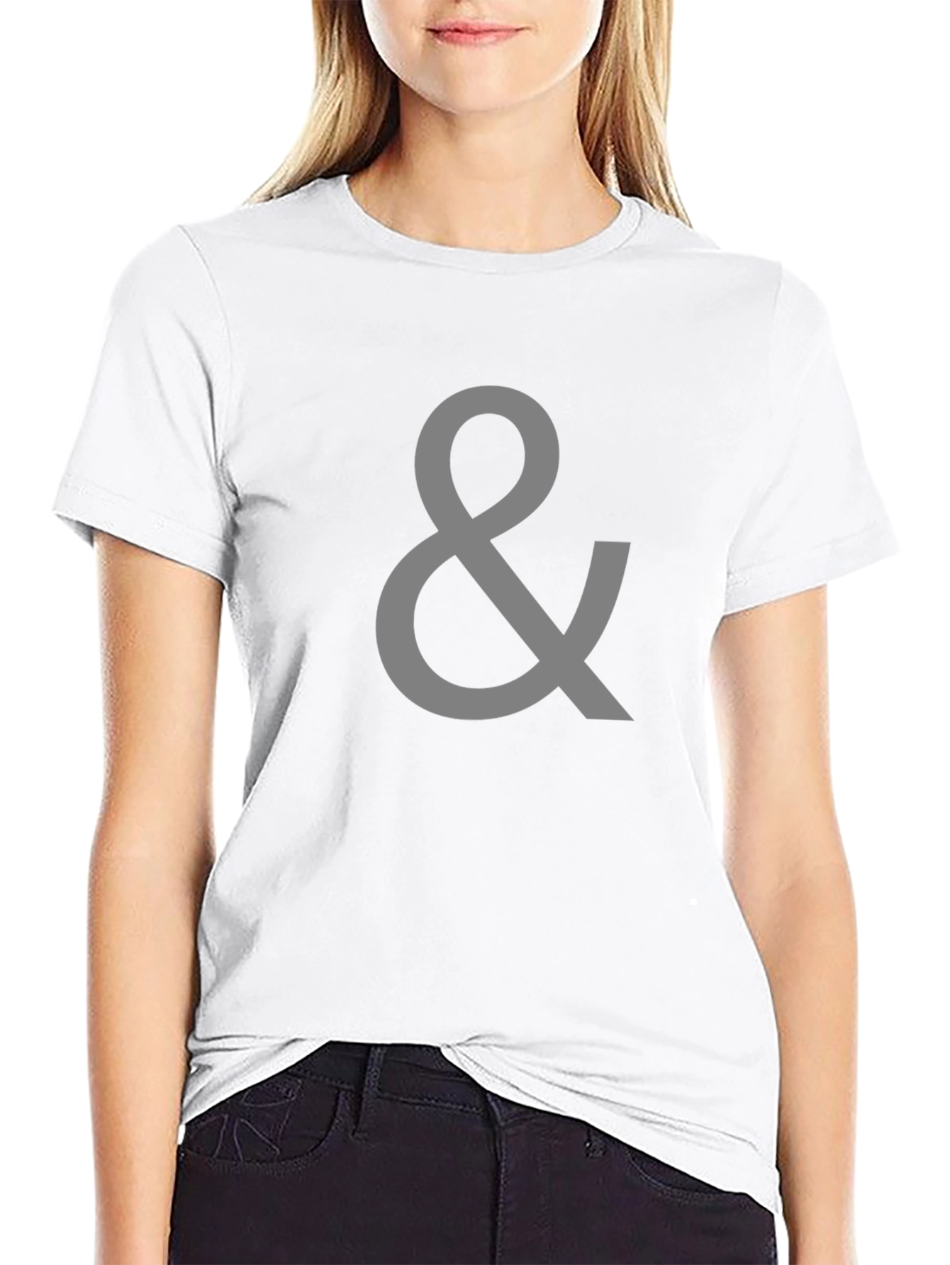 Stylish Ampersand Graphic Tee - Black Cotton
