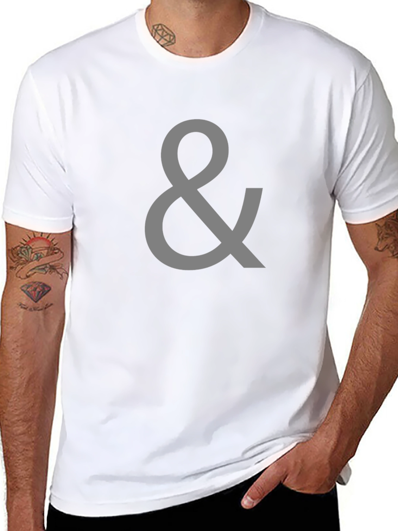 Stylish Ampersand Graphic Tee - Black Cotton