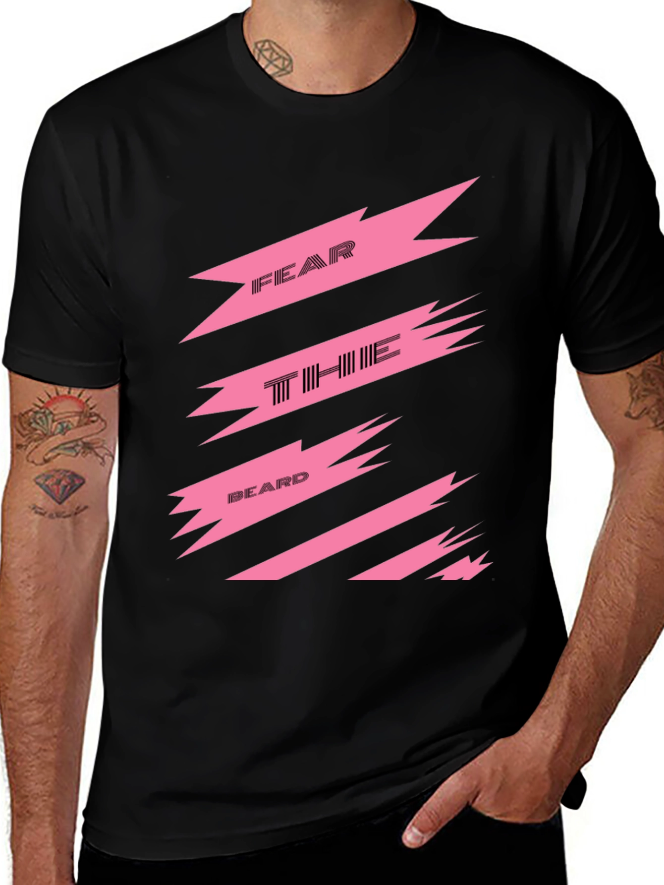 Fear The Beard Graphic Tee - Black Cotton T-Shirt