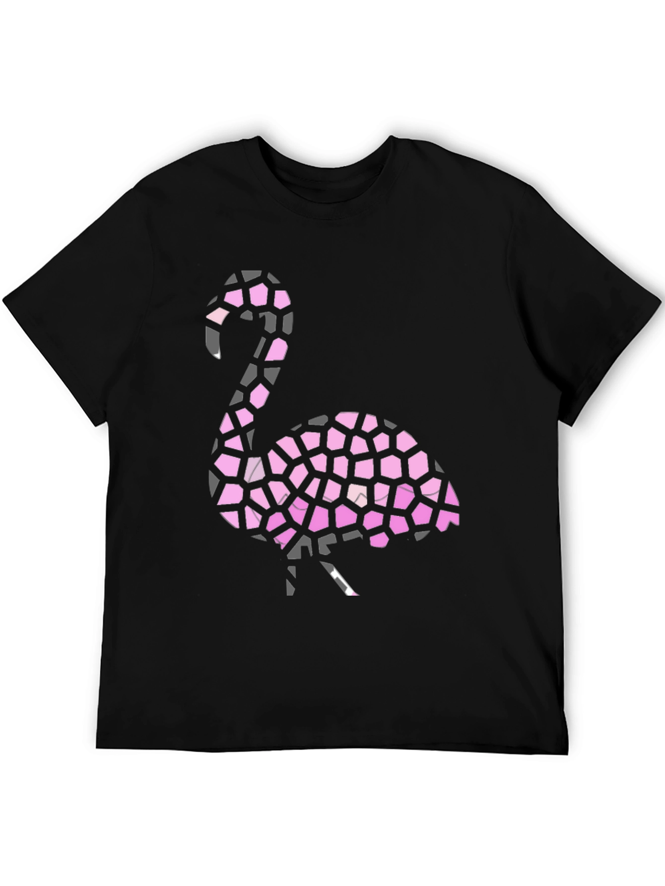 Flamingo Mosaic Graphic Tee - Stylish Black T-Shirt