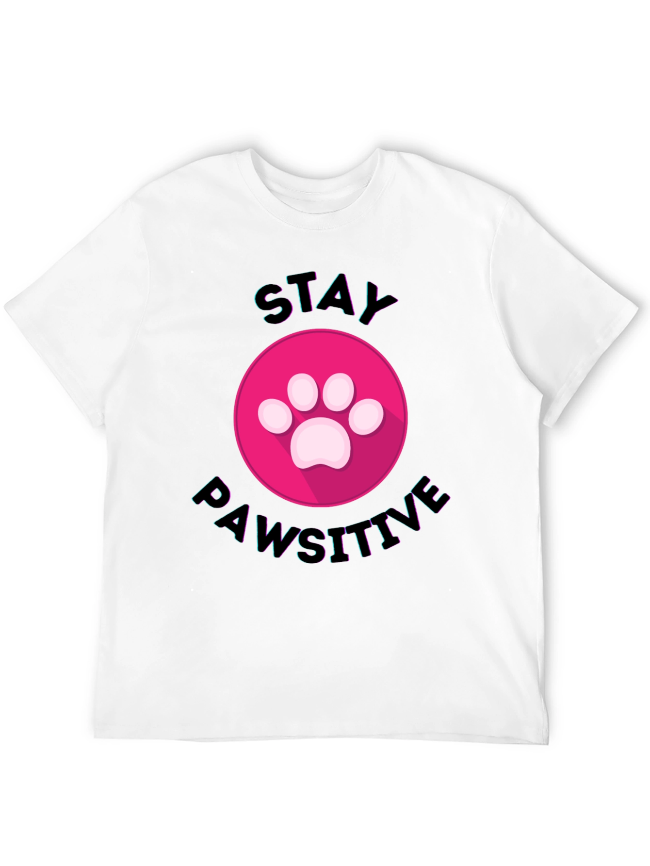 Stay Pawsitive Graphic Tee - Black Cotton Comfort