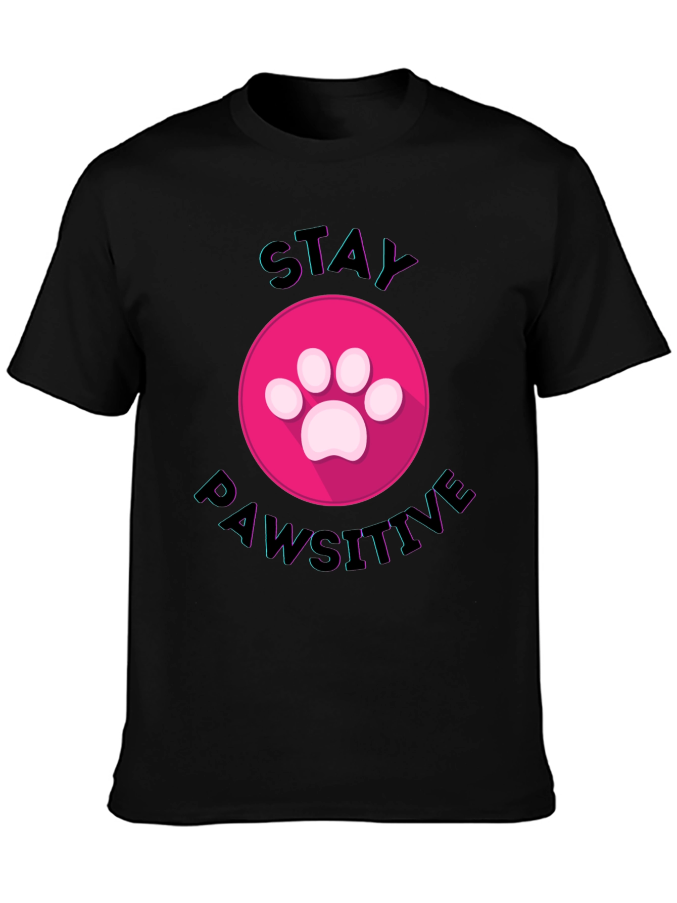Stay Pawsitive Graphic Tee - Black Cotton Comfort