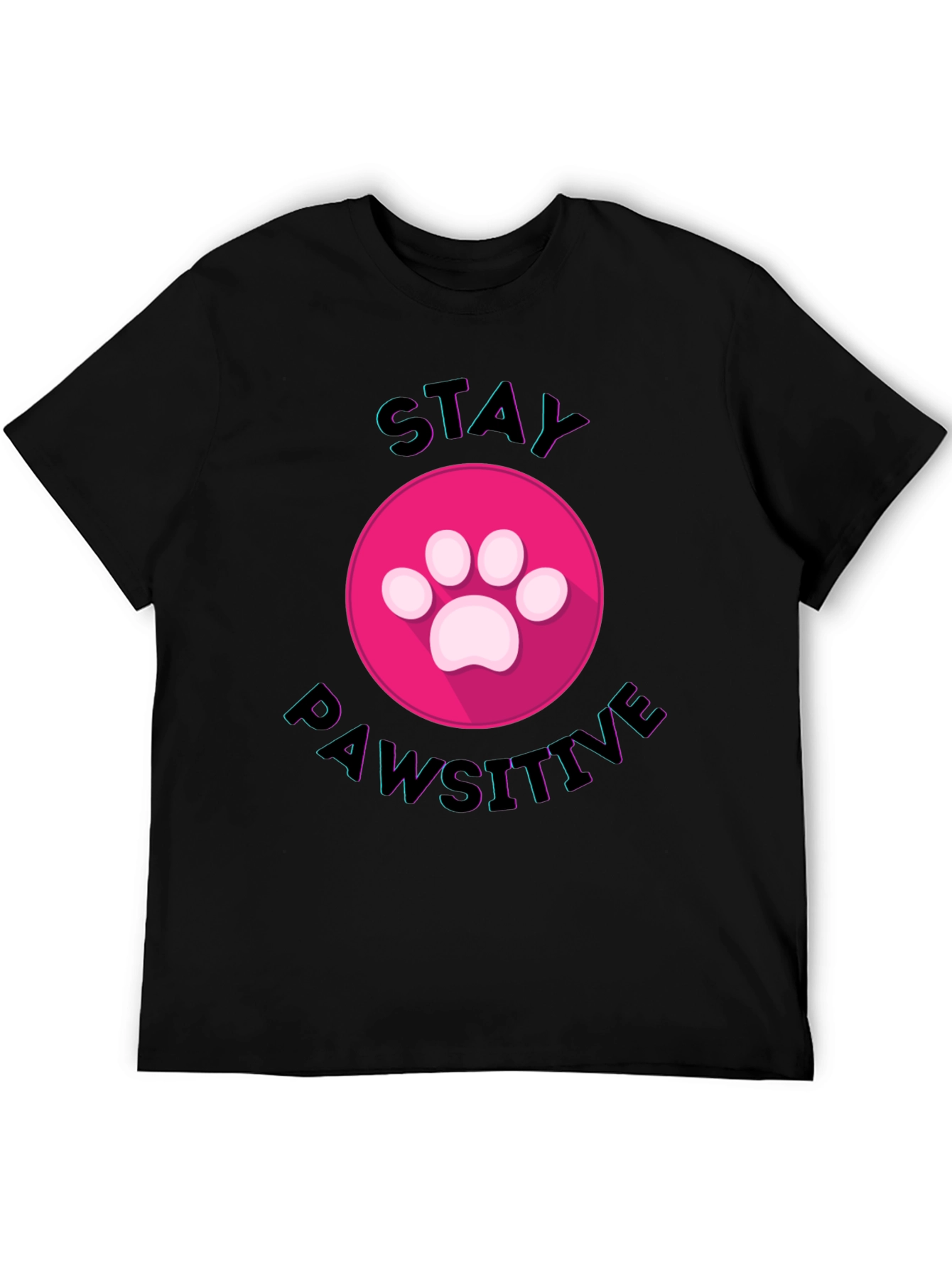 Stay Pawsitive Graphic Tee - Black Cotton Comfort