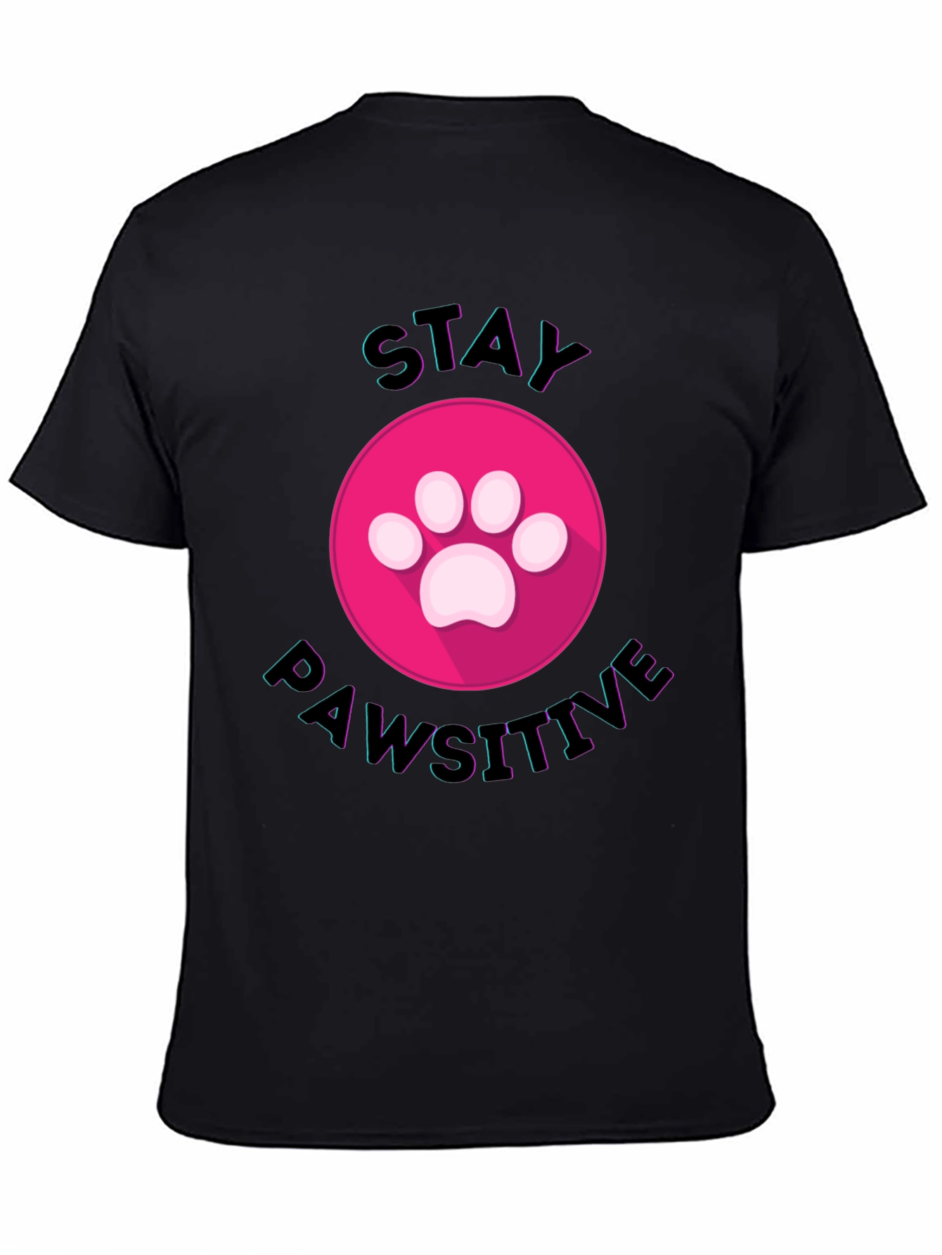 Stay Pawsitive Graphic Tee - Black Cotton Comfort
