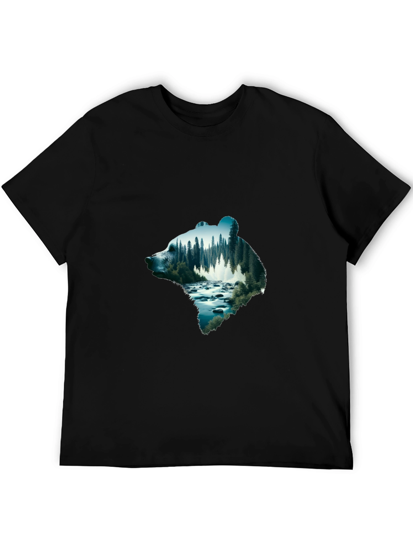 Bear Silhouette Forest River Graphic Tee