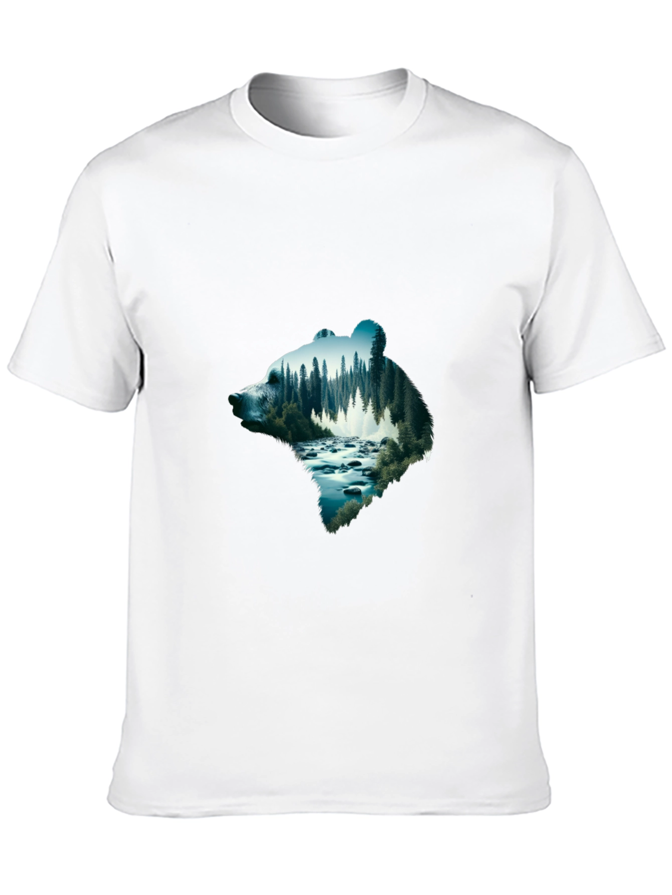Bear Silhouette Forest River Graphic Tee