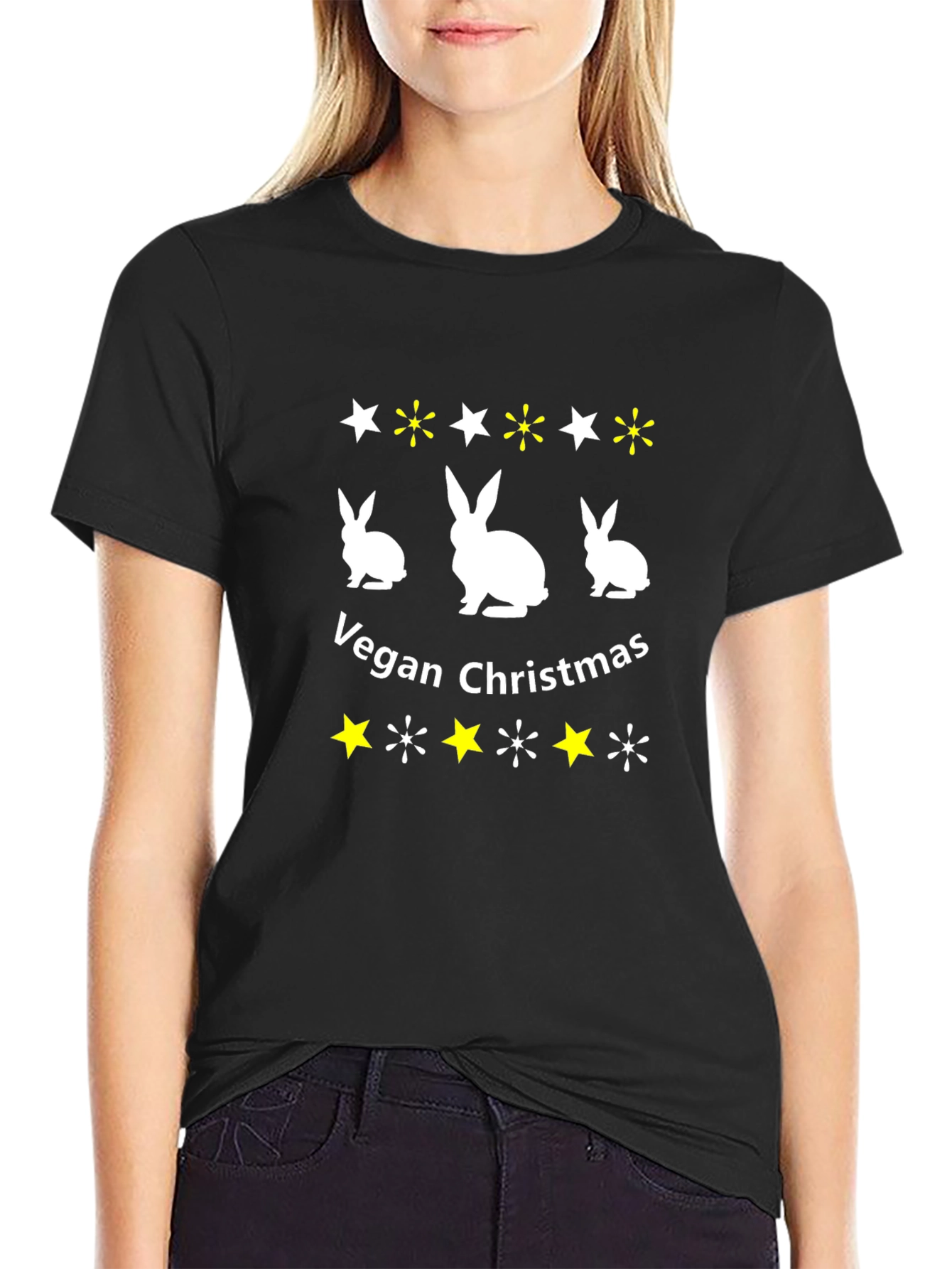 Vegan Christmas Rabbit Tee - Holiday Graphic T-Shirt
