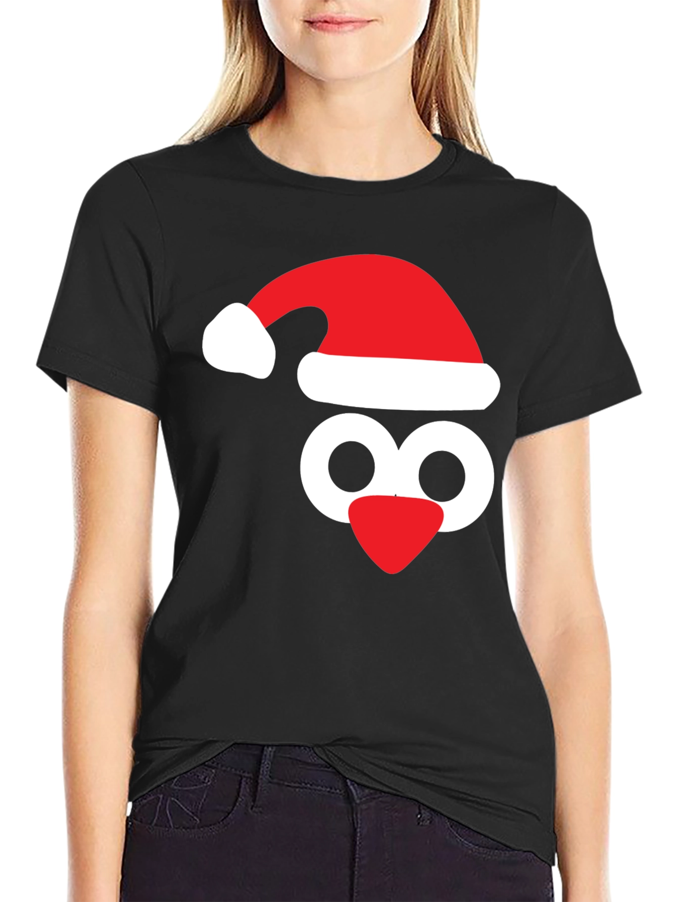 Festive Penguin Tee - Santa Hat Holiday Shirt