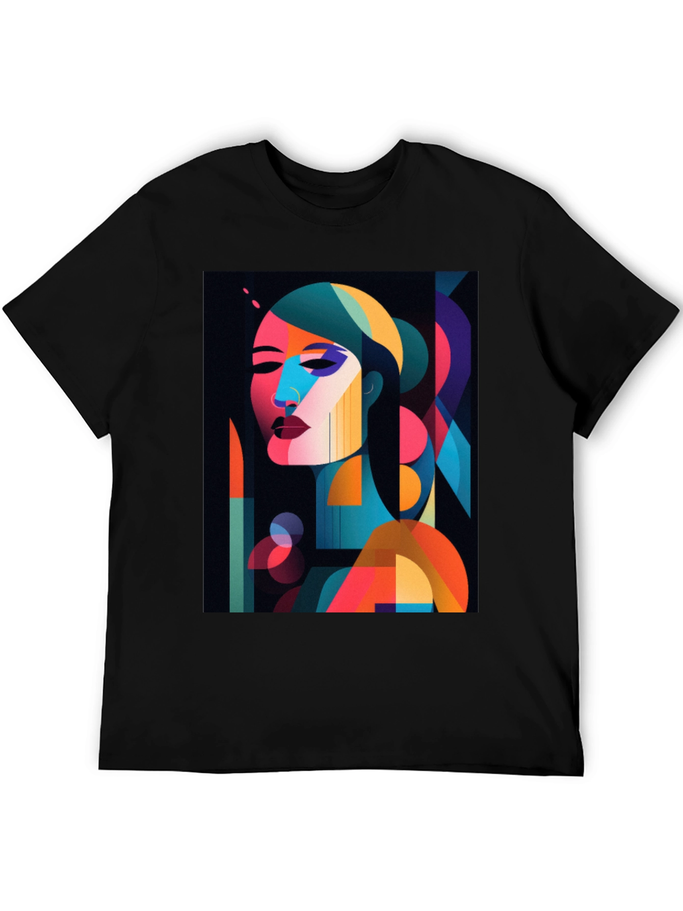 Abstract Woman Graphic Print Black T-Shirt
