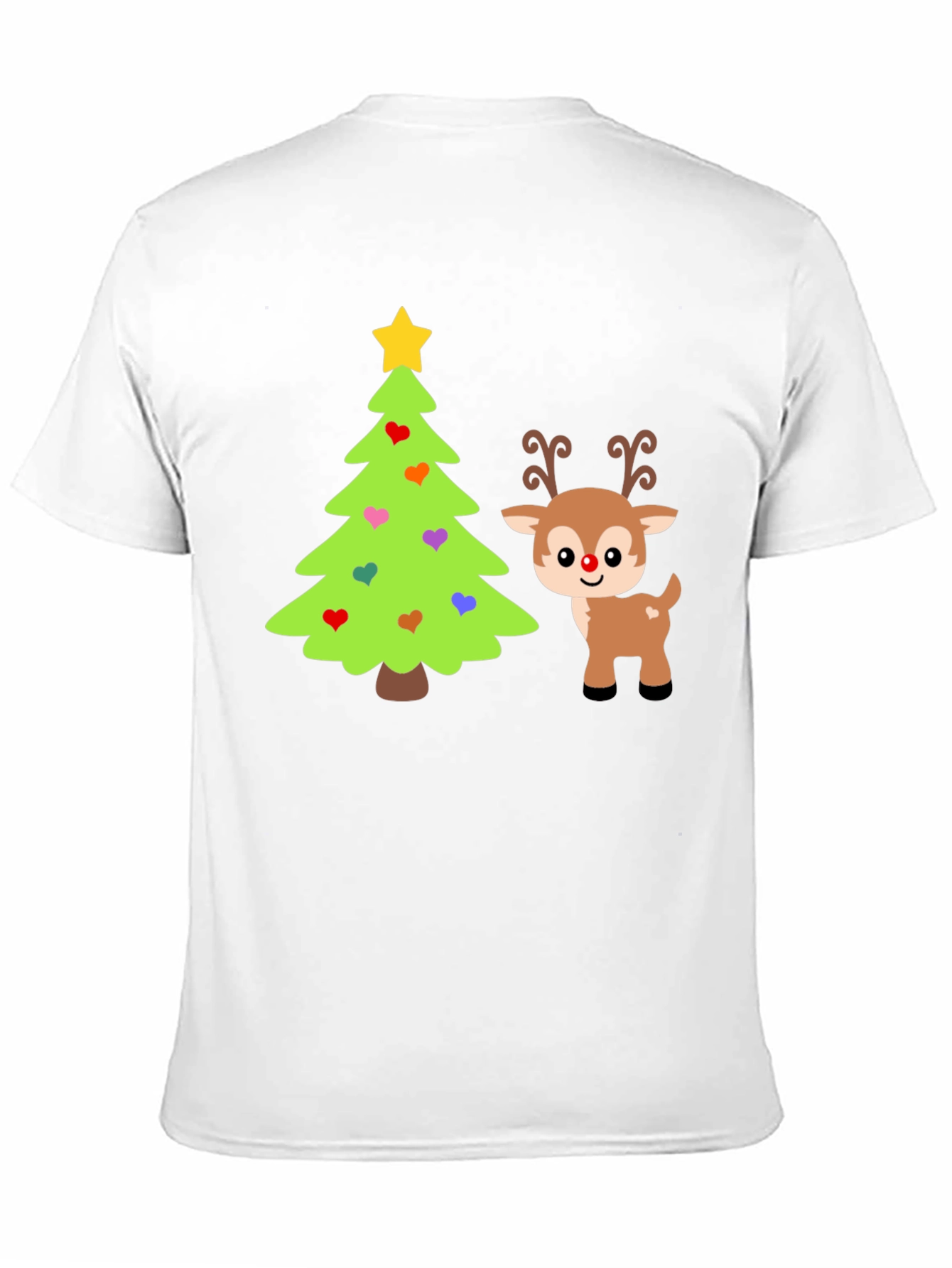 Festive Christmas Tree & Reindeer Graphic Tee