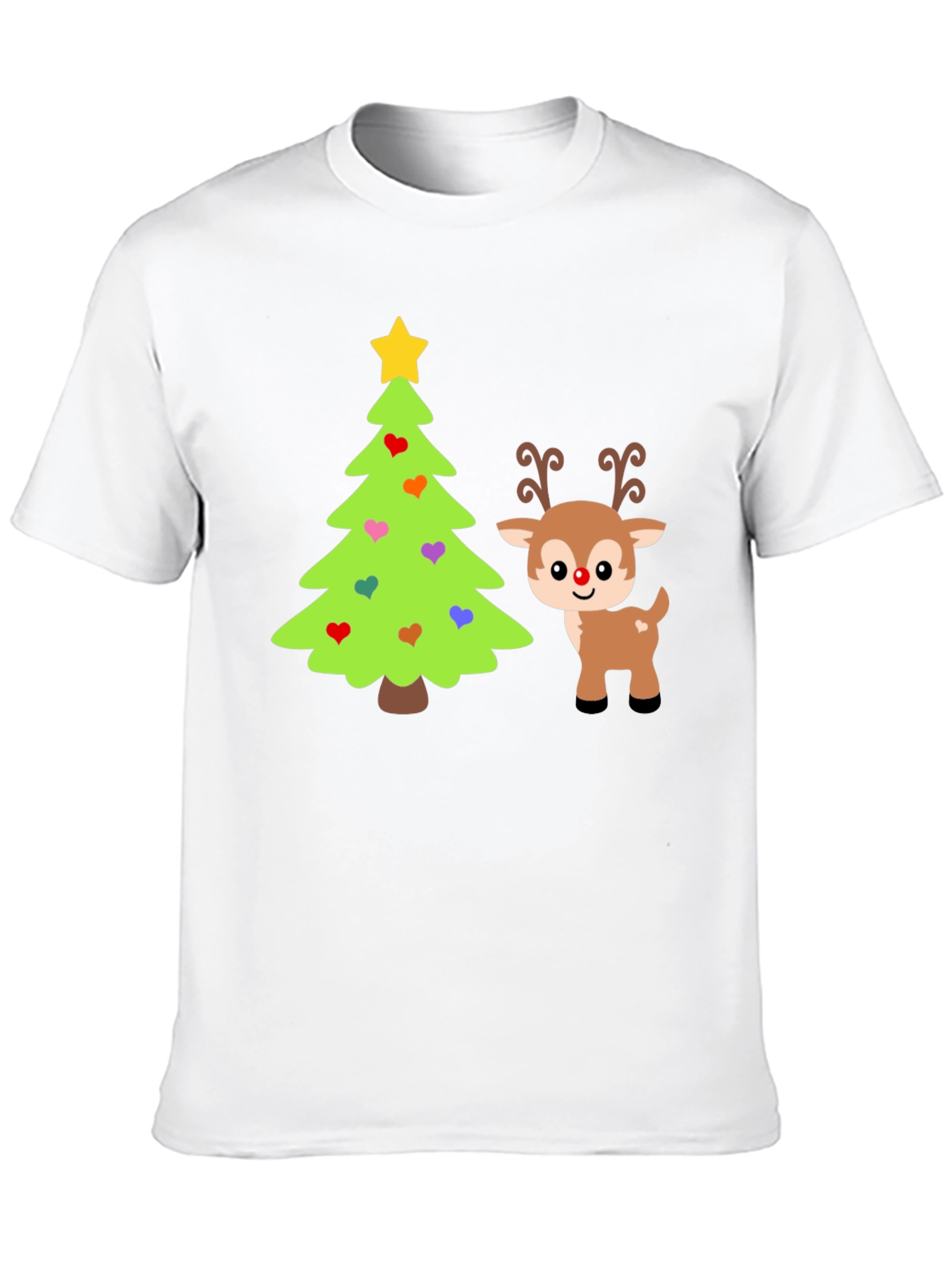 Festive Christmas Tree & Reindeer Graphic Tee