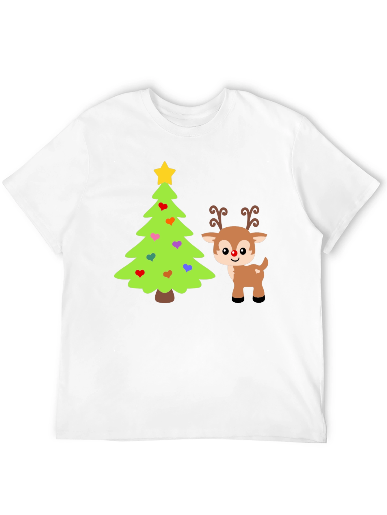 Festive Christmas Tree & Reindeer Graphic Tee