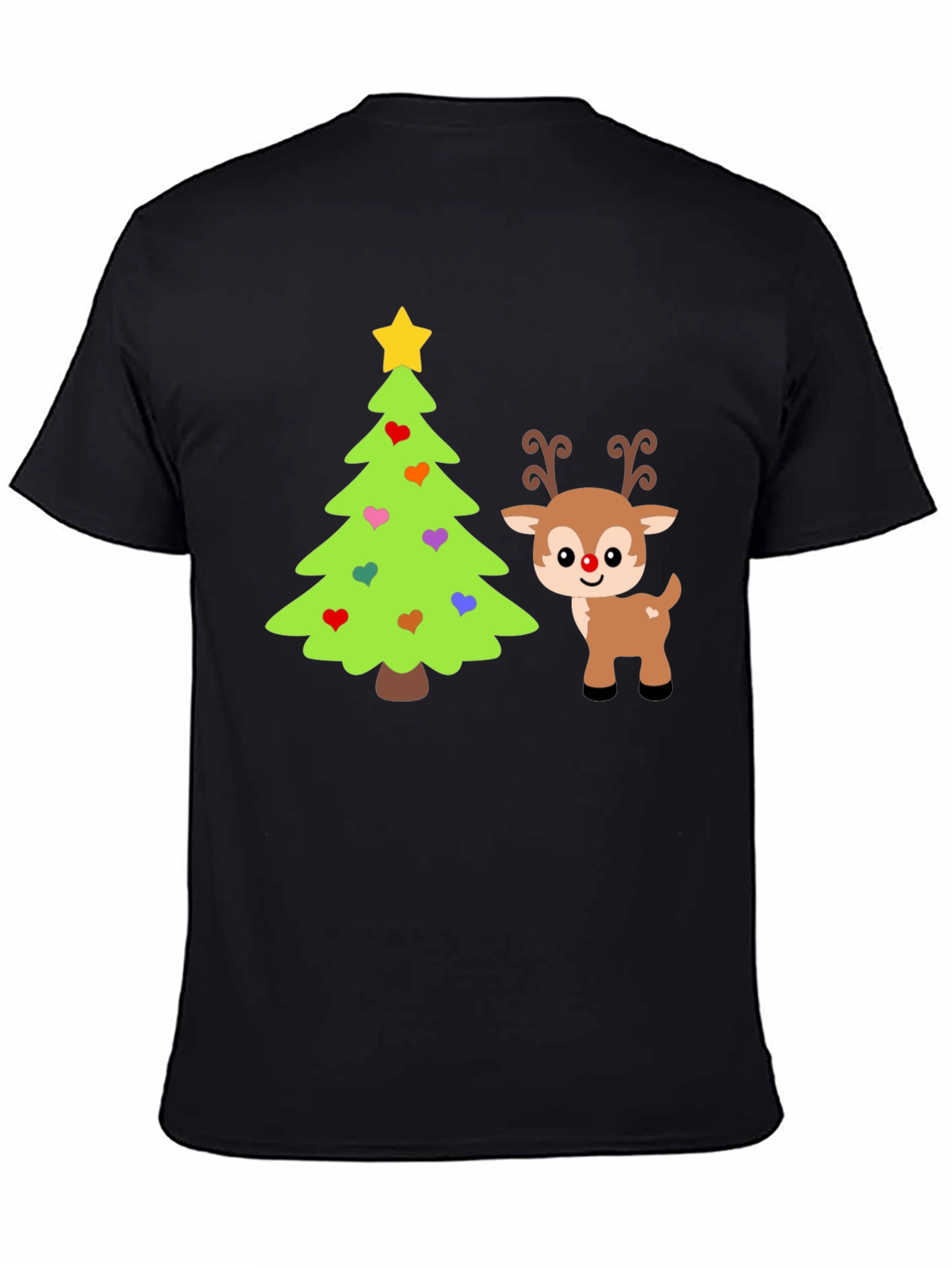 Festive Christmas Tree & Reindeer Graphic Tee