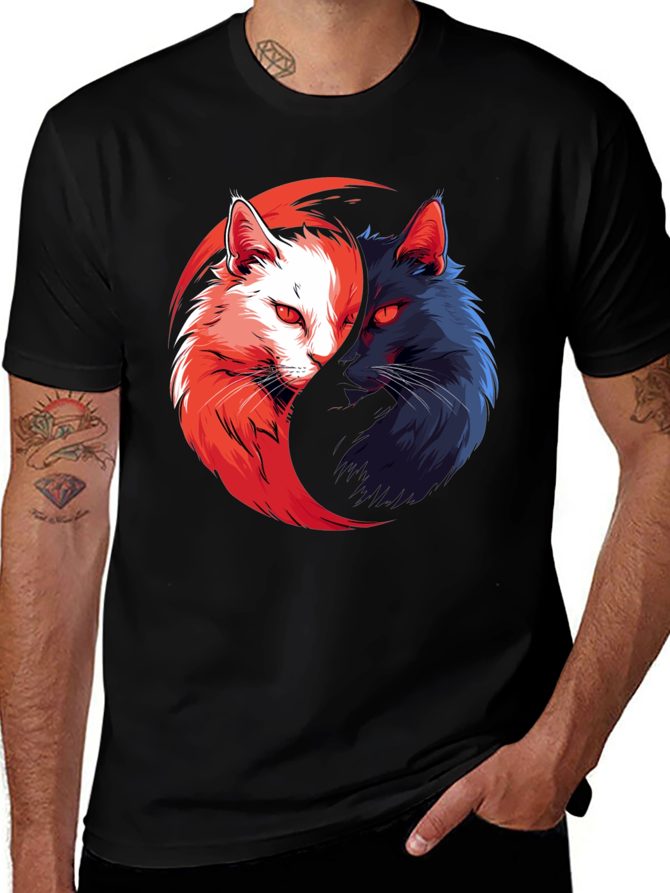 Yin Yang Cats T-Shirt: Balance in Style