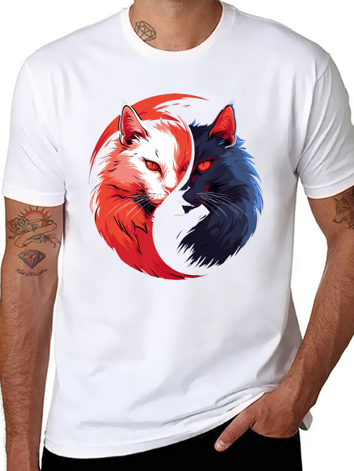 Yin Yang Cats T-Shirt: Balance in Style