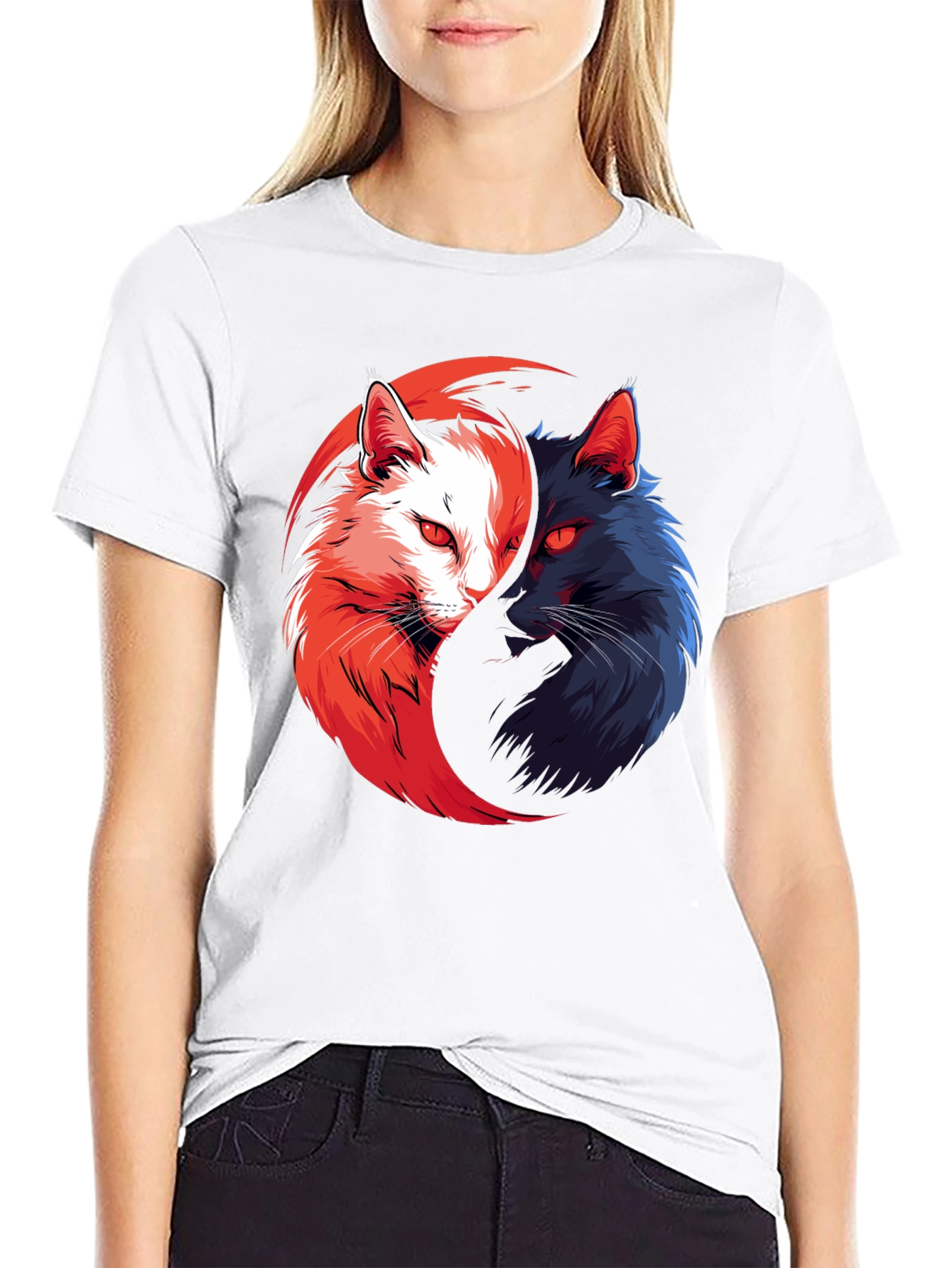 Yin Yang Cats T-Shirt: Balance in Style