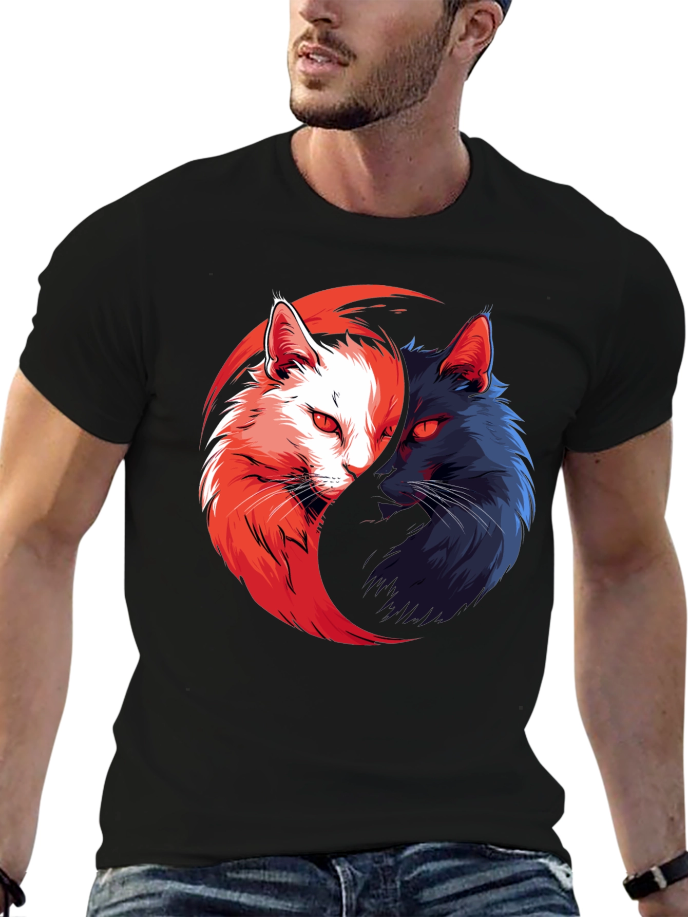 Yin Yang Cats T-Shirt: Balance in Style